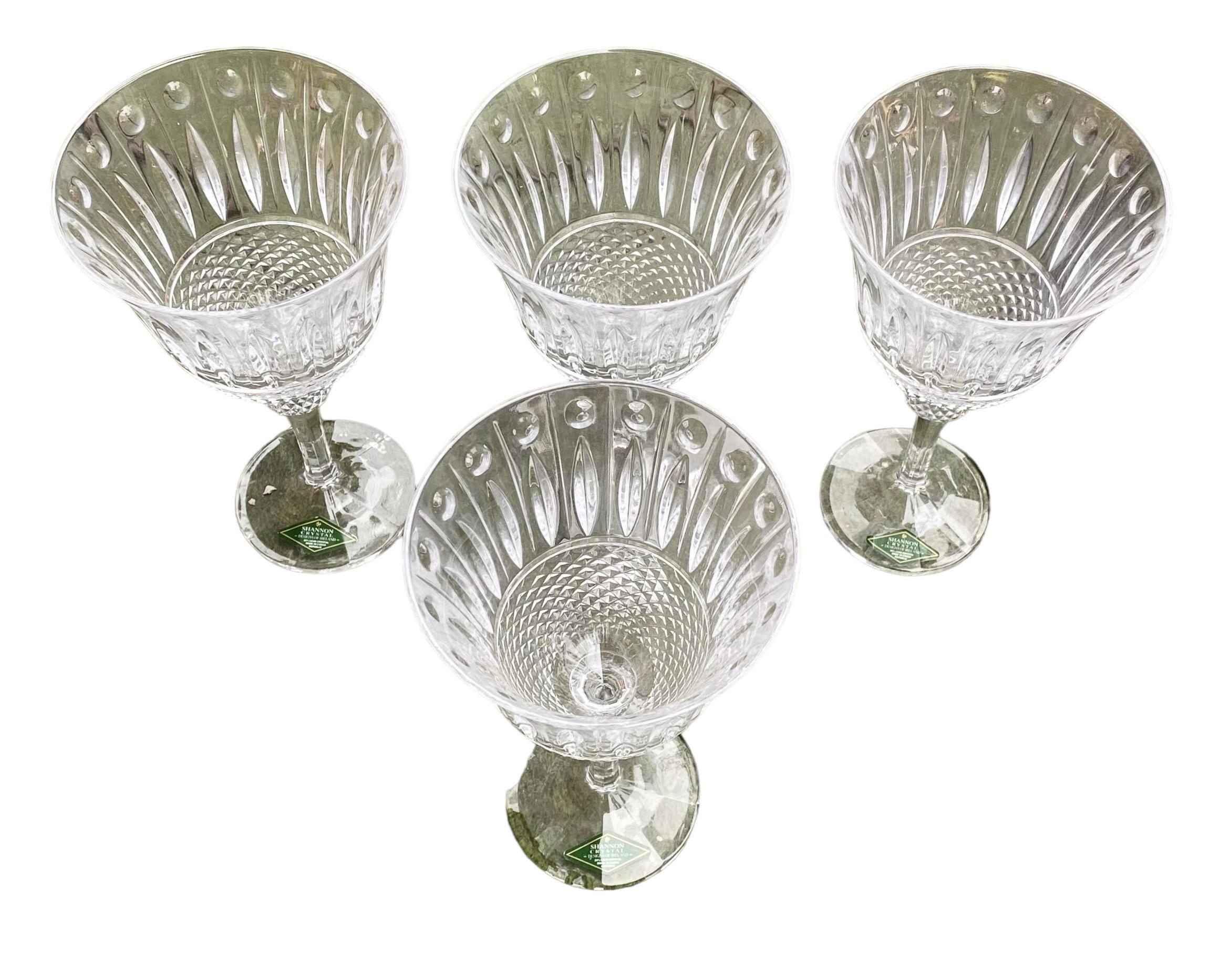 Vintage Set of Four Shannon Irish Crystal Sutton Place Water Goblets For Sale 2