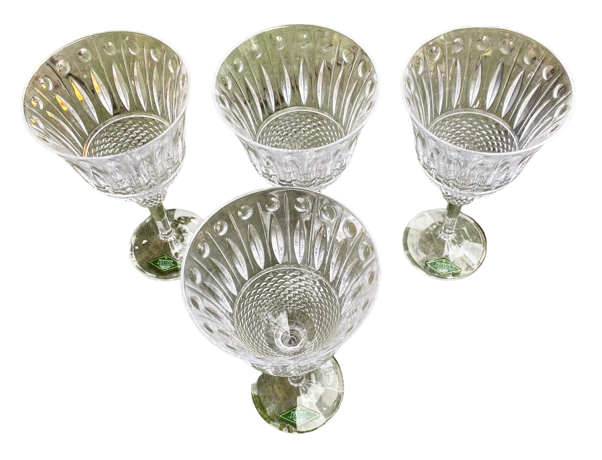 Vintage Set of Four Shannon Irish Crystal Sutton Place Water Goblets For Sale 3