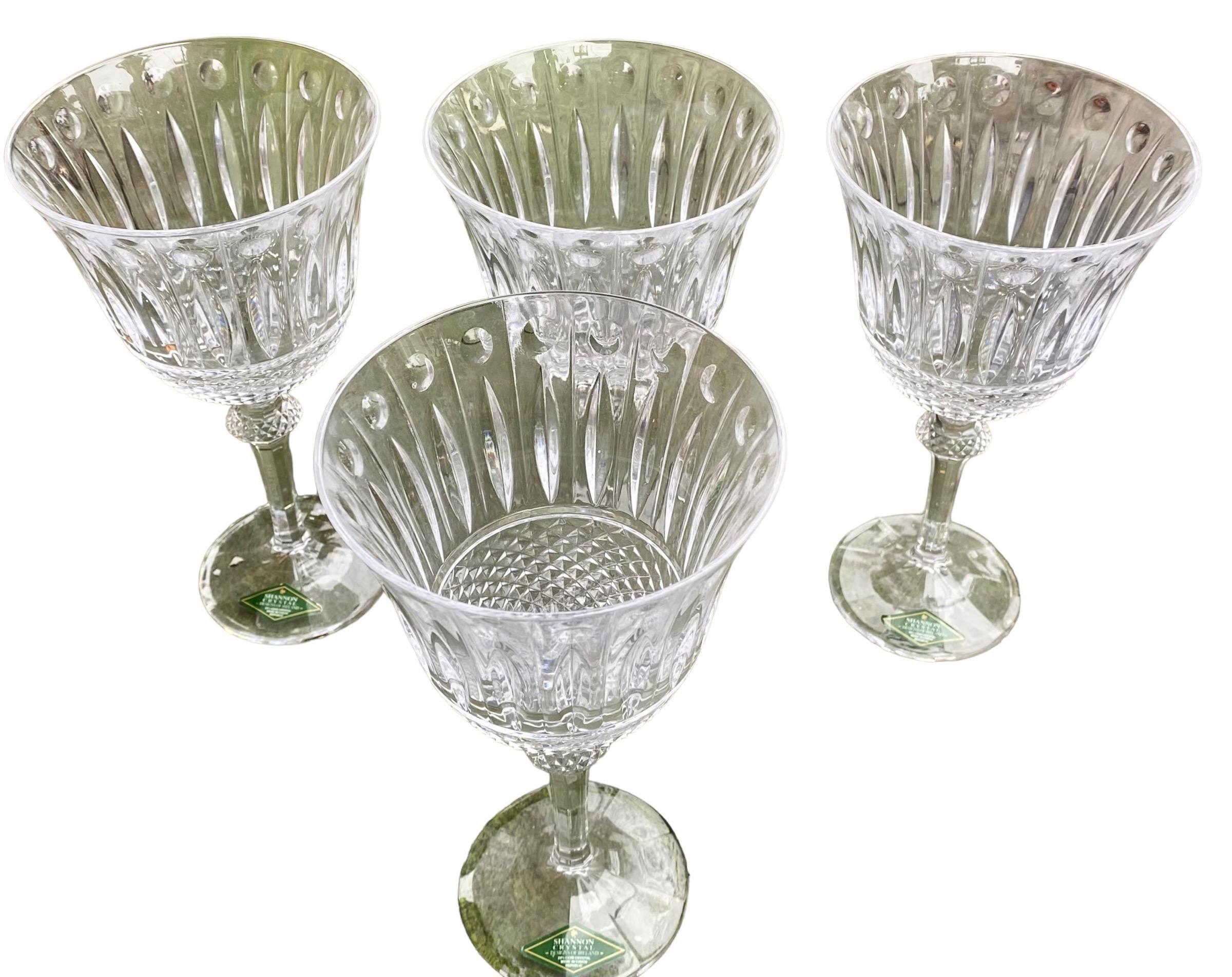 Vintage-Set aus vier irischen Sutton-Wasserkelchen aus Shannon-Kristall (Art nouveau) im Angebot