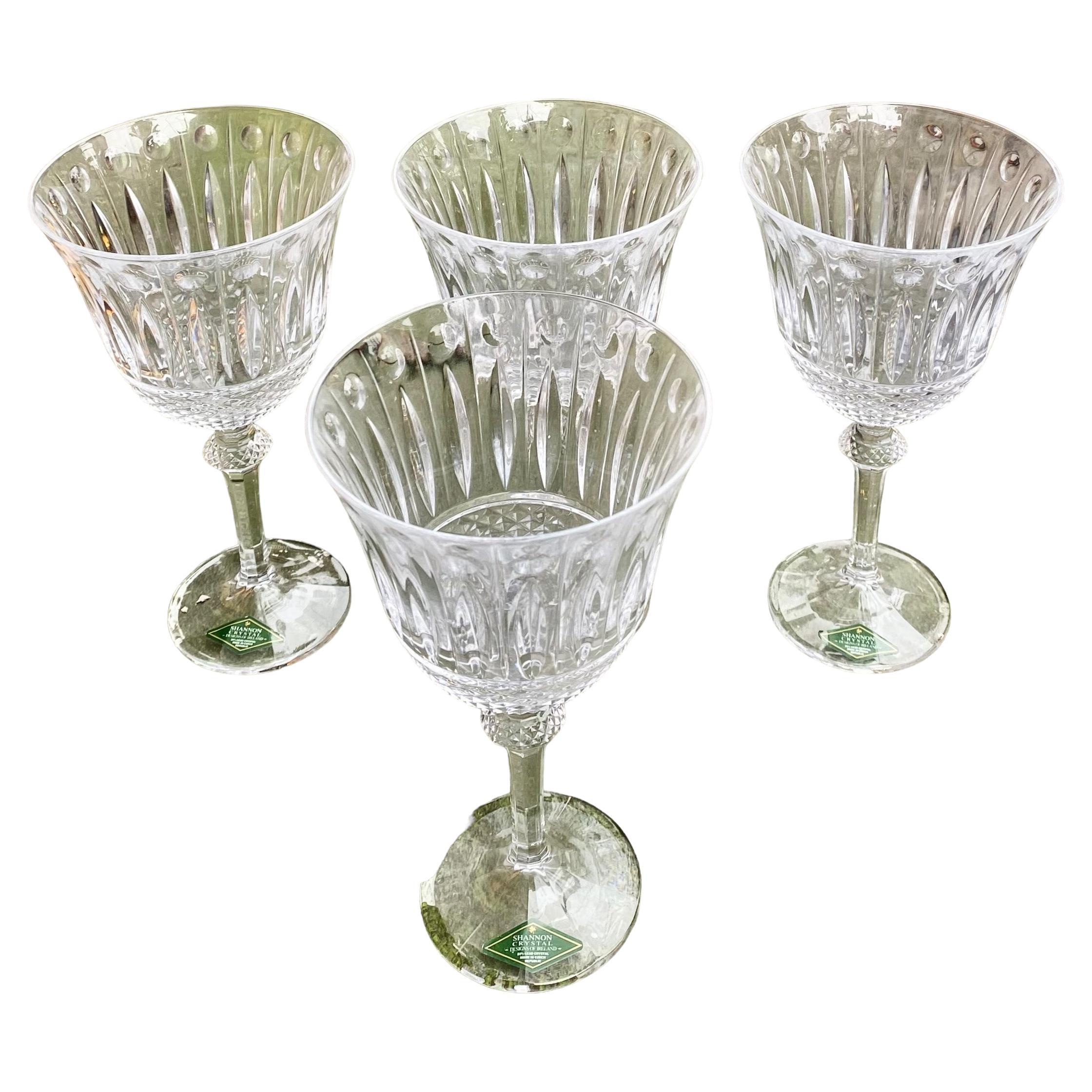 Vintage Set of Four Shannon Irish Crystal Sutton Place Water Goblets For Sale