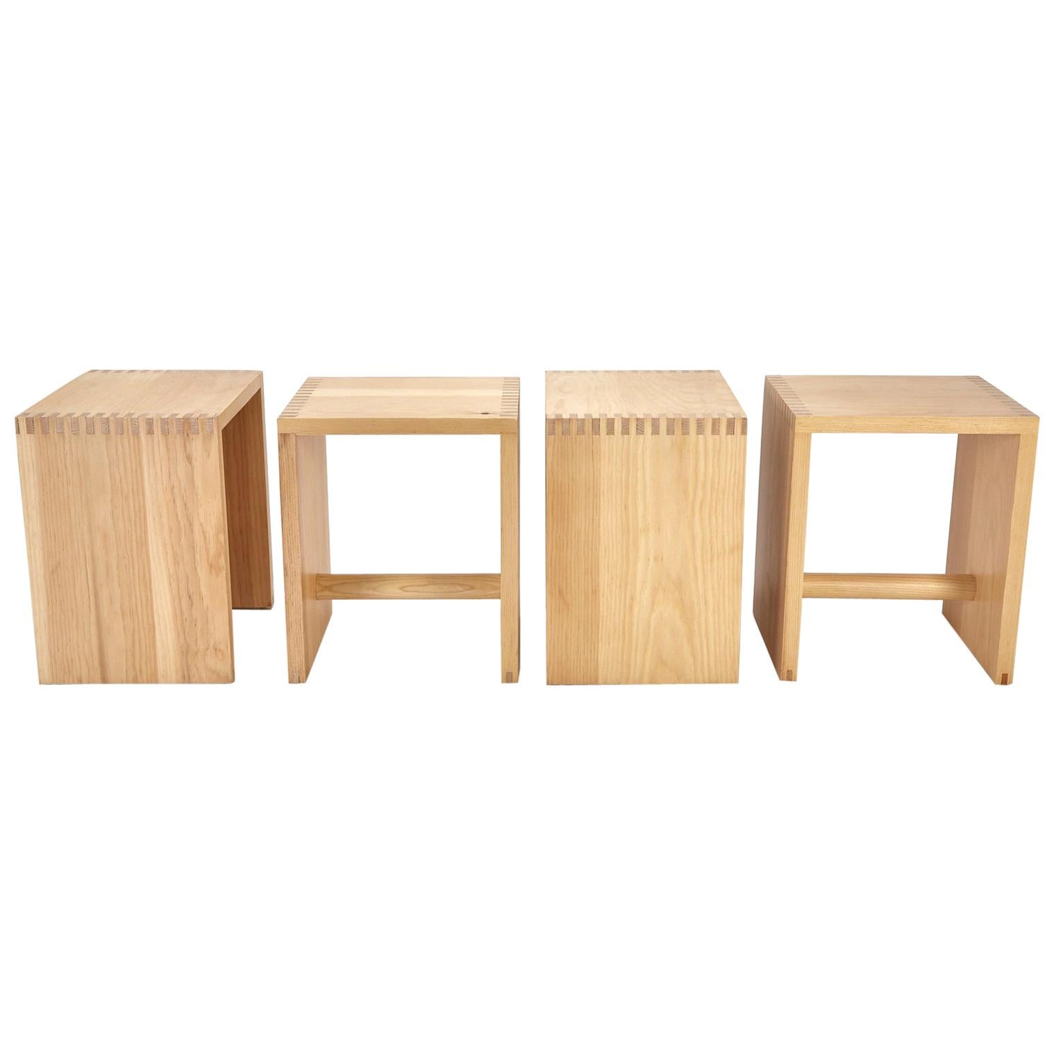 Vintage Set of Four Stools or Side Tables in the Style of Max Bill, 1970s