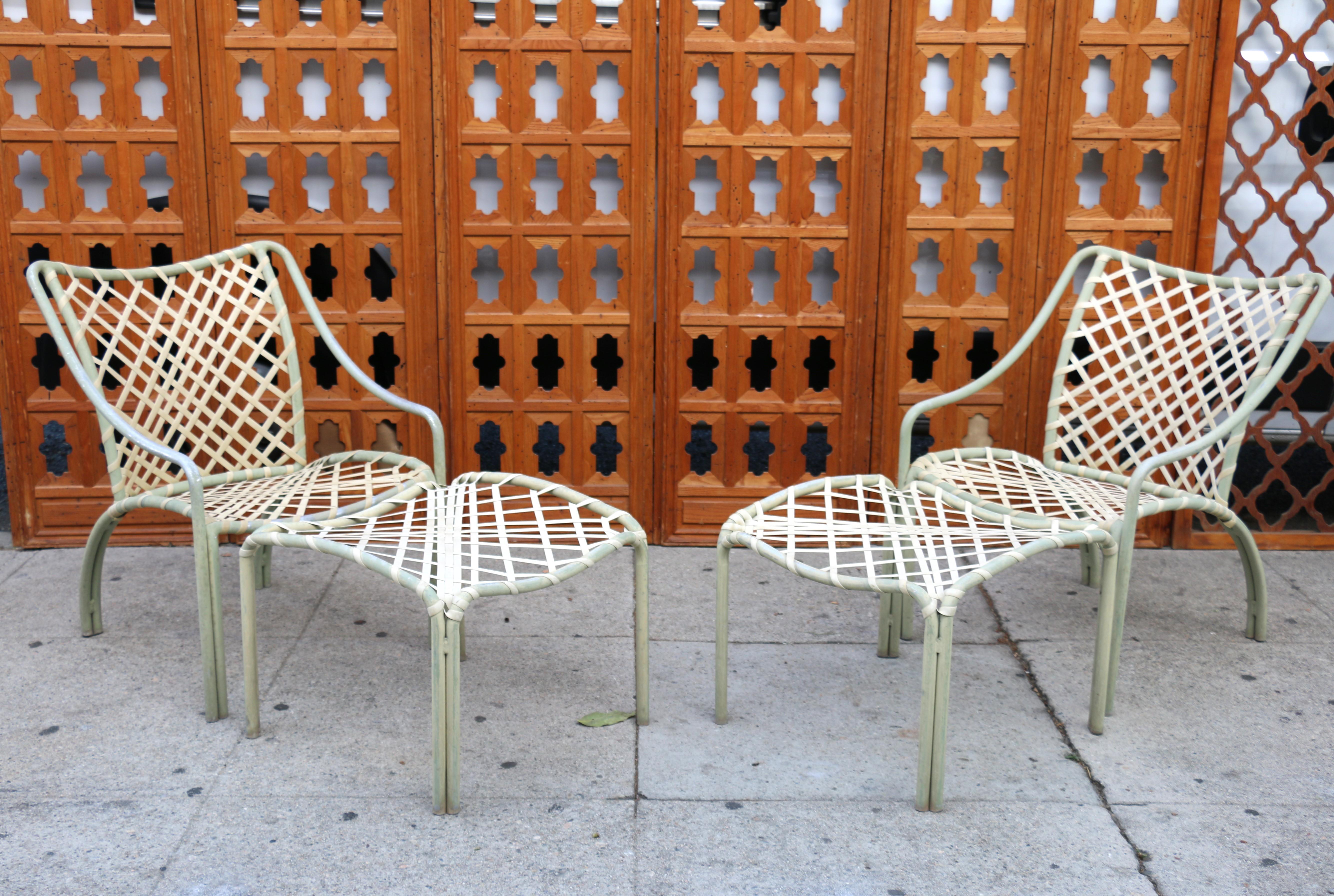 Juego vintage de cuatro tumbonas de patio Tamiami con dos otomanas by Brown Jorda en venta 2