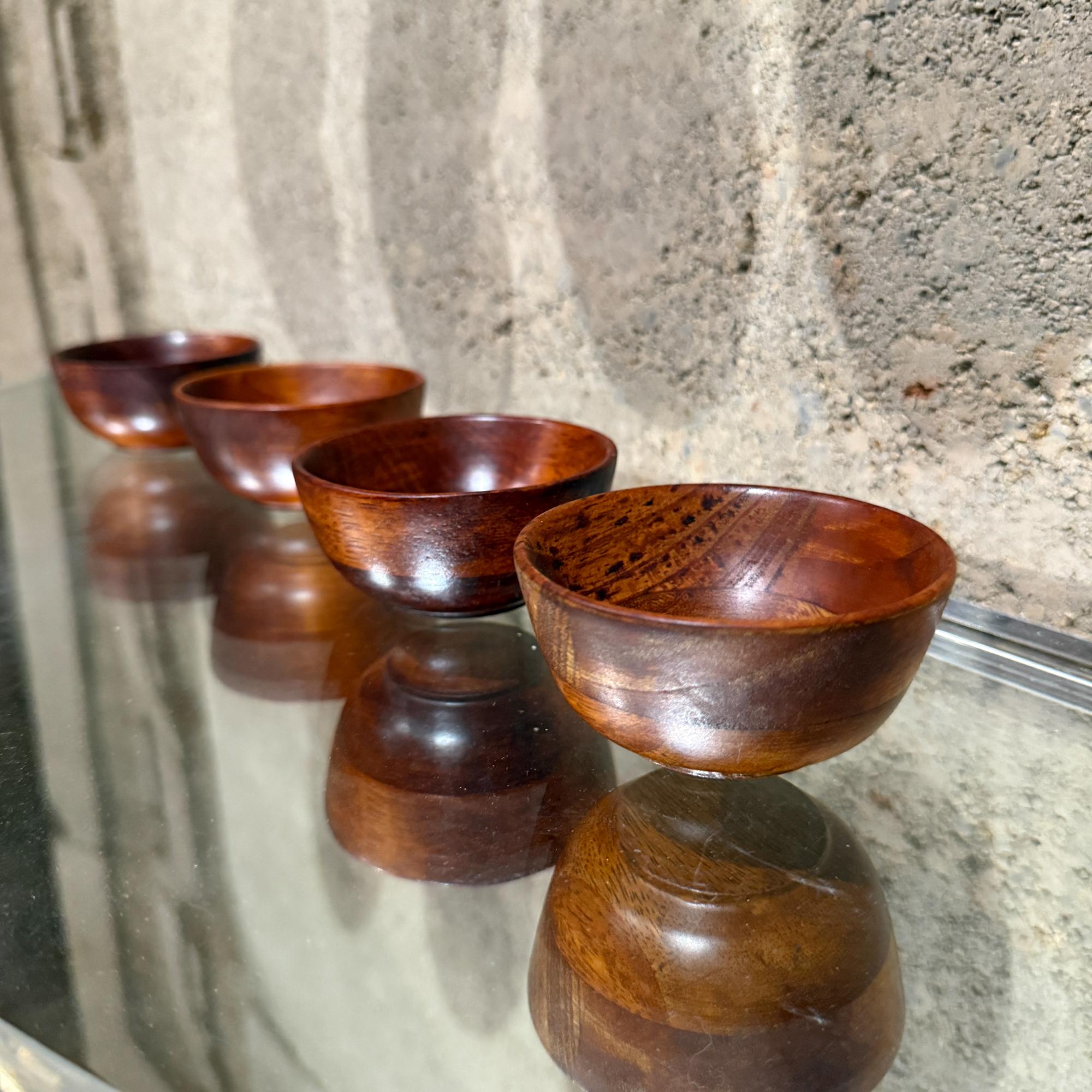 American Vintage Set of Four Turned Mini Wood Bowls For Sale