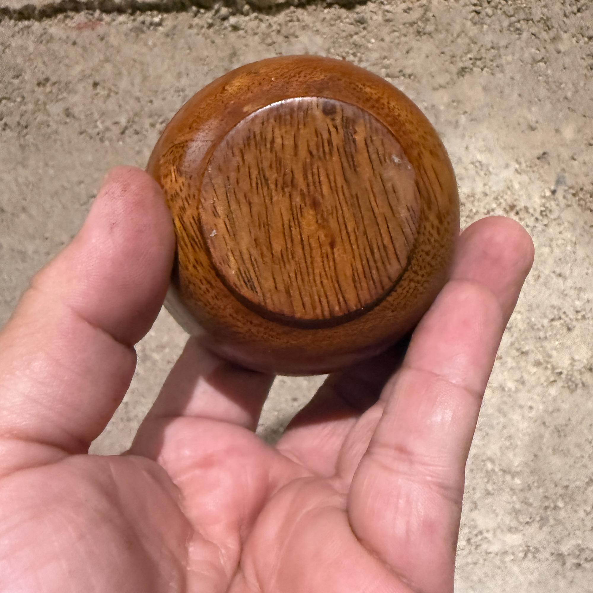 Vintage Set of Four Turned Mini Wood Bowls For Sale 3