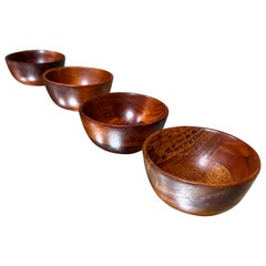 Vintage Set of Four Turned Mini Wood Bowls