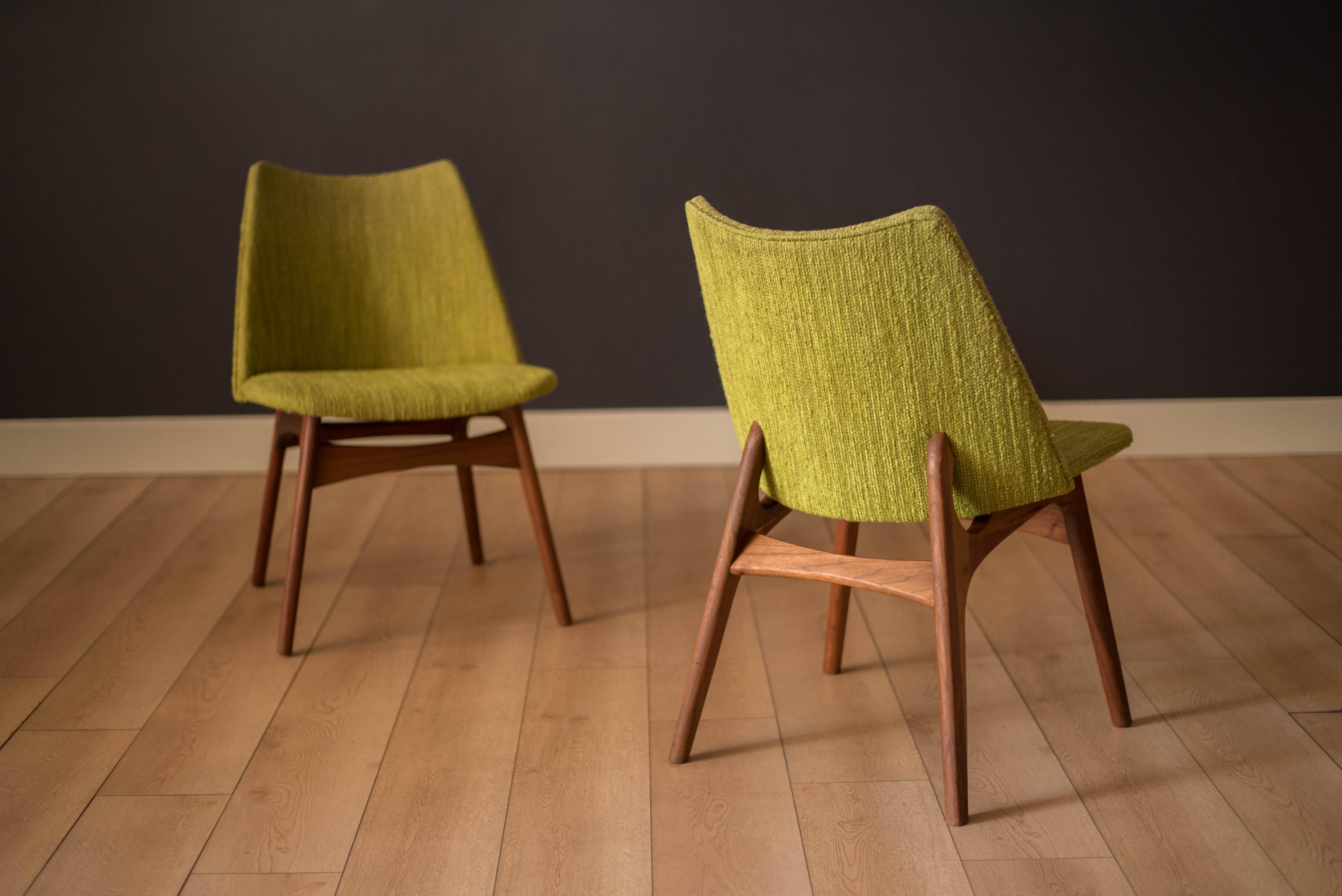 Fabric Vintage Set of Four Walnut Dining Chairs by Adrian Pearsall for Craft Associates