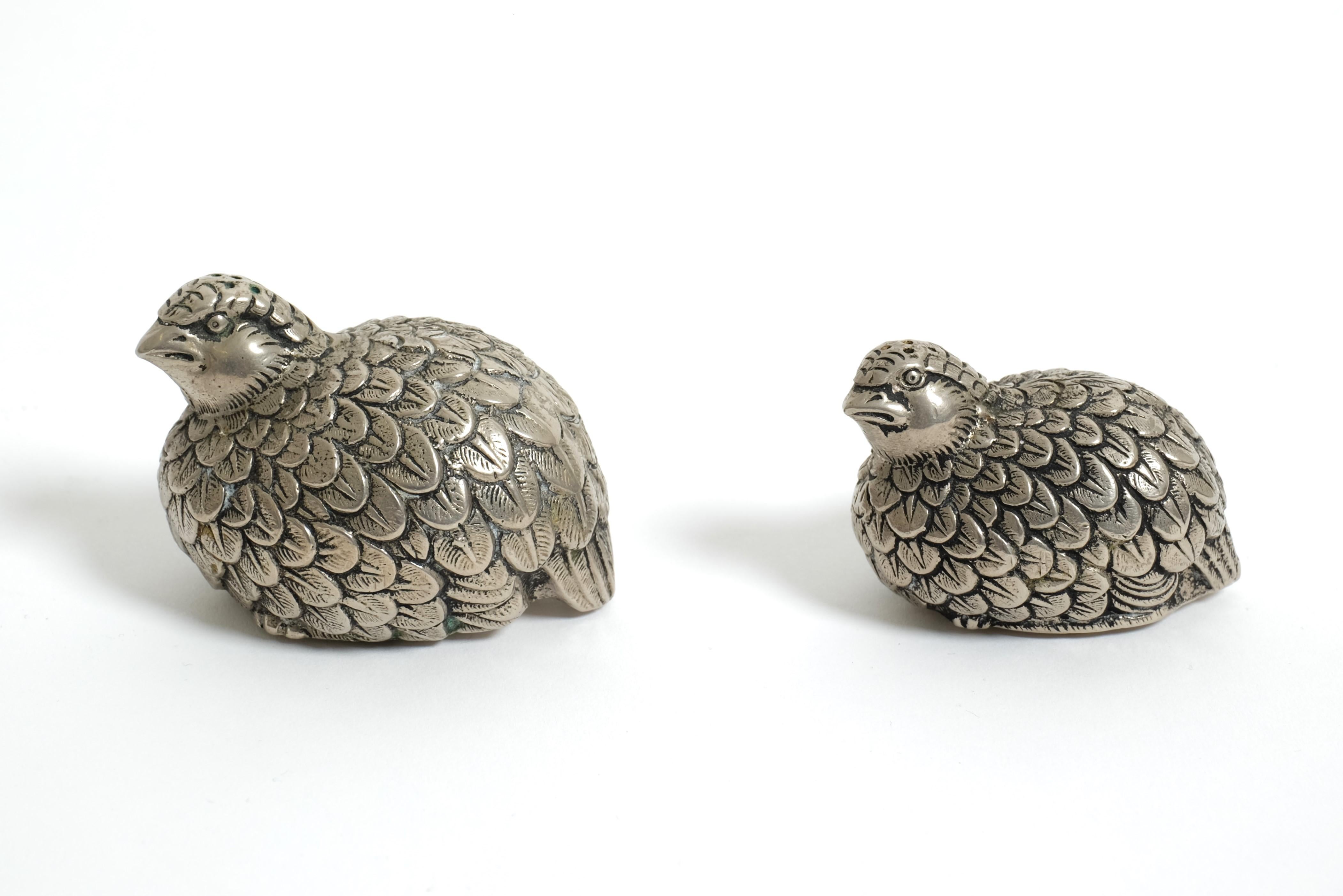 Vintage Set of Gucci Quail Silverplate Salt And Pepper Shaker, Italy 1960s For Sale 3