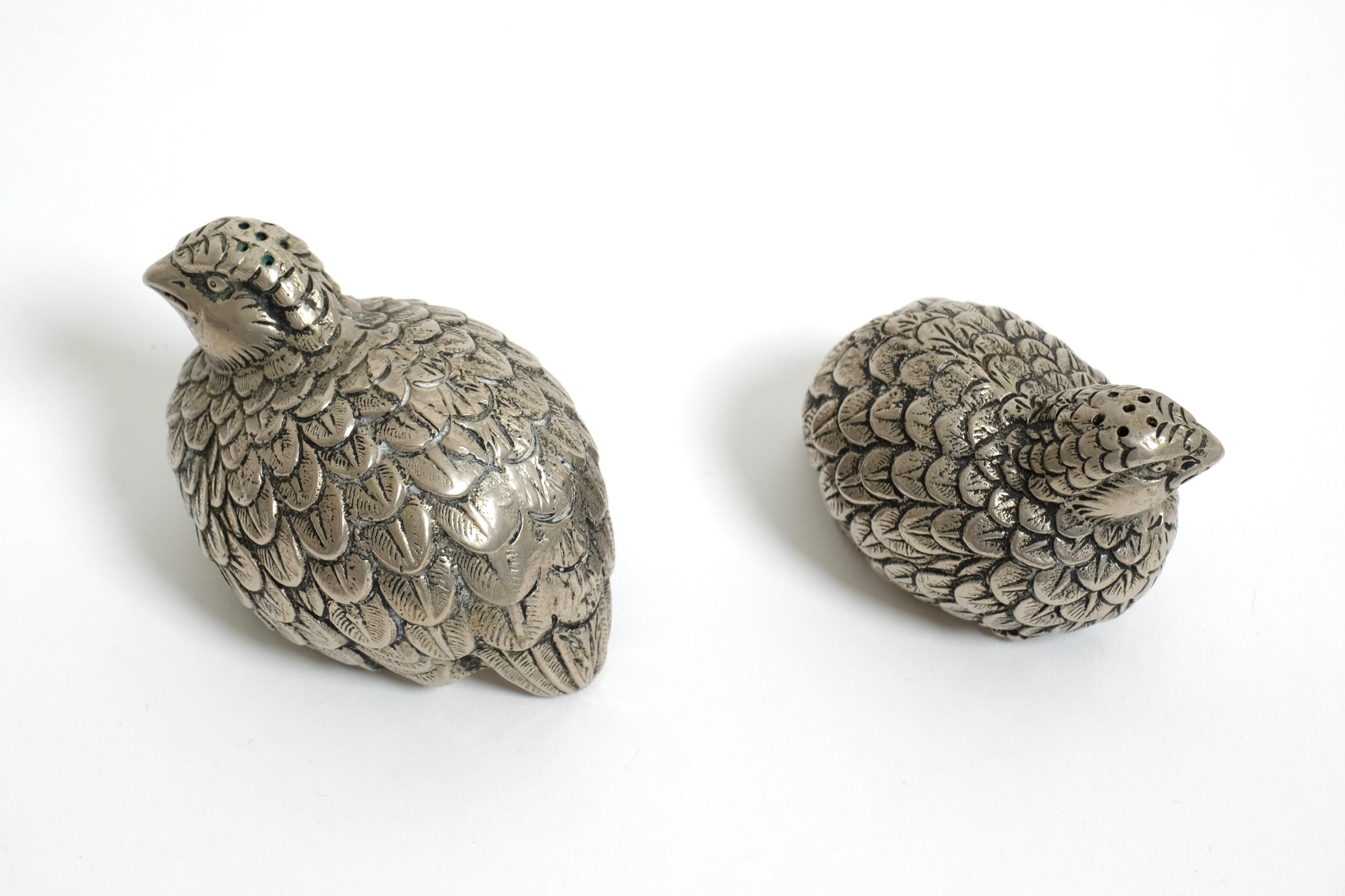 Vintage Set of Gucci Quail Silverplate Salt And Pepper Shaker, Italy 1960s For Sale 4