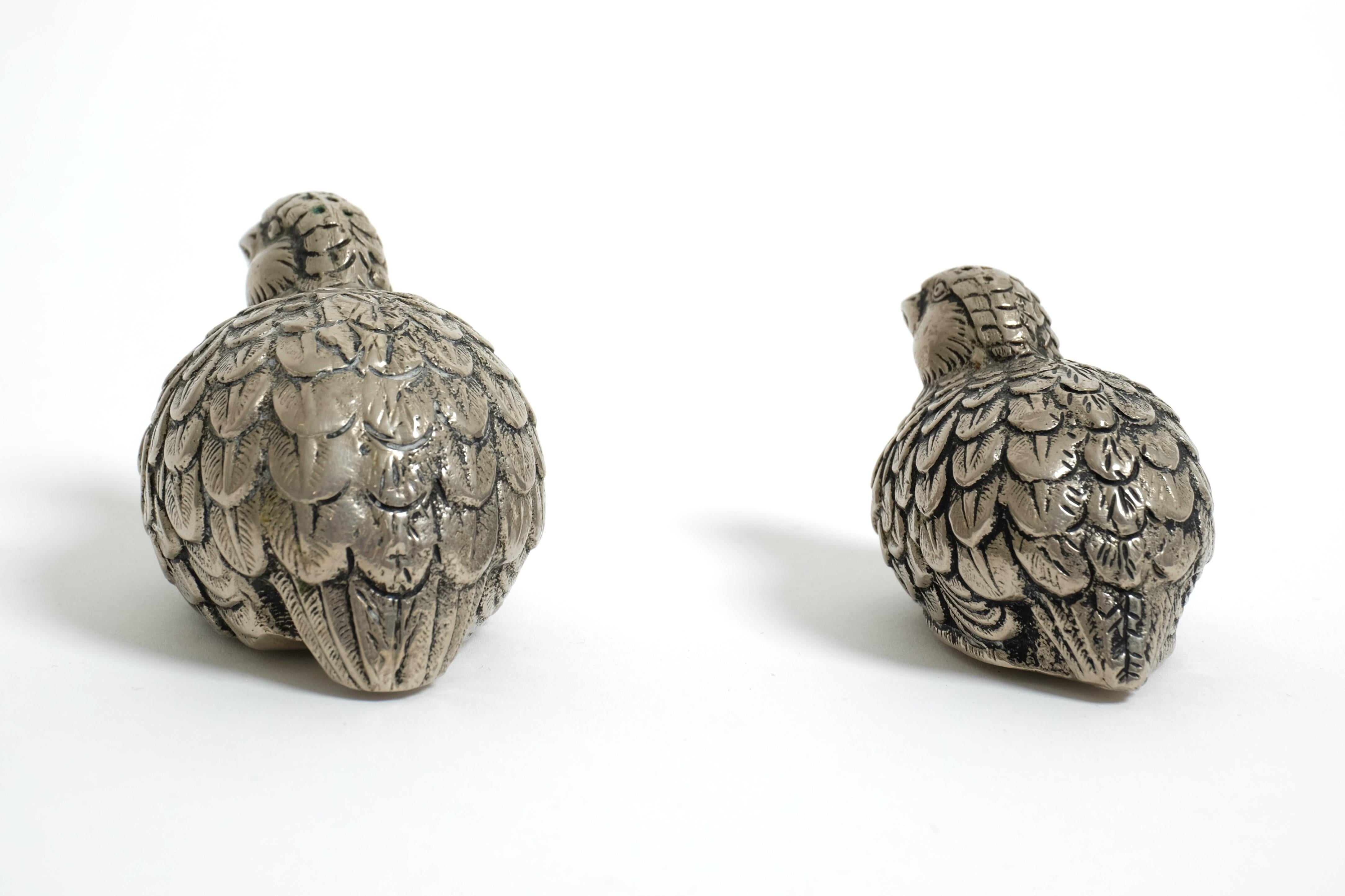 Vintage Set of Gucci Quail Silverplate Salt And Pepper Shaker, Italy 1960s For Sale 5