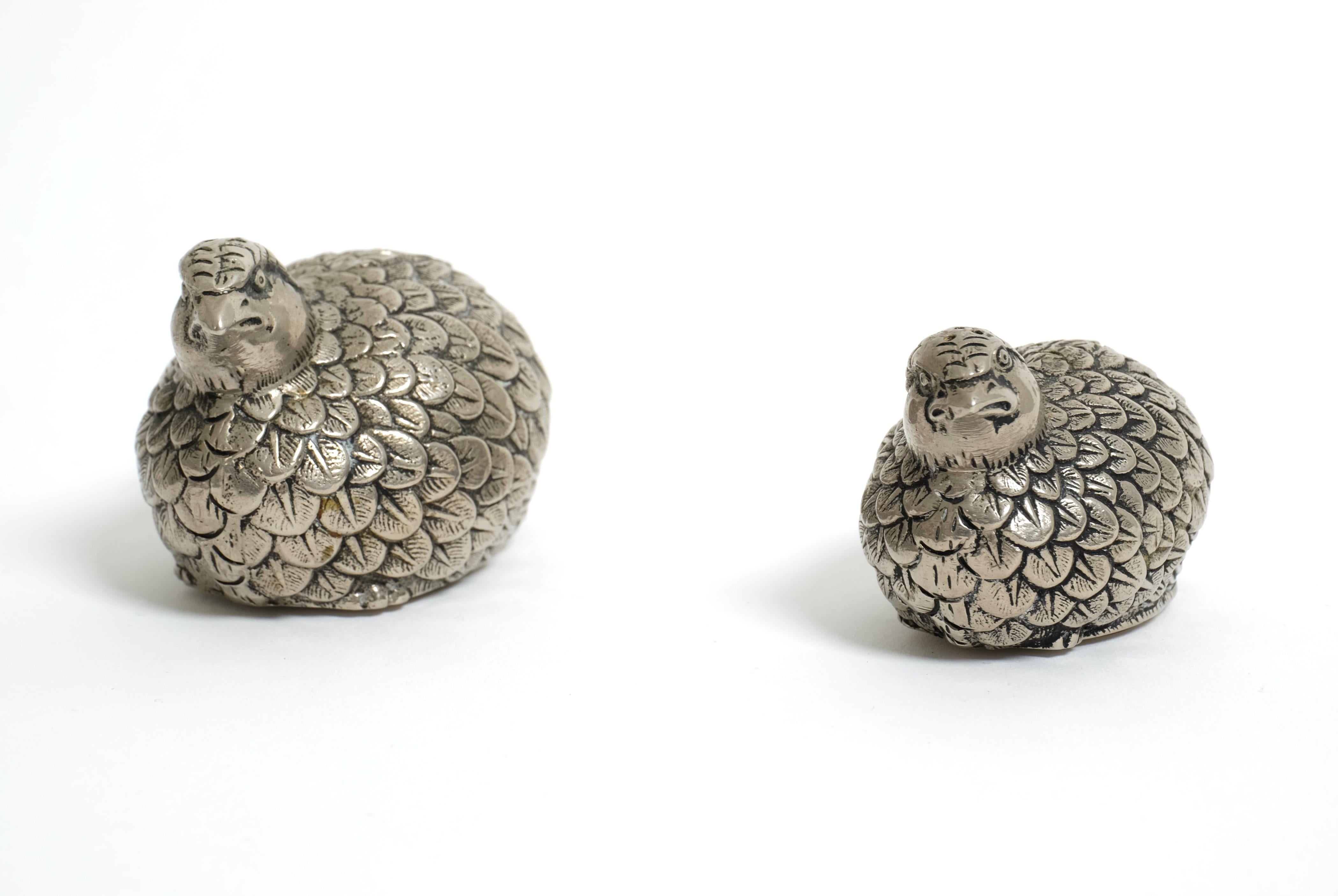 Vintage Set of Gucci Quail Silverplate Salt And Pepper Shaker, Italy 1960s For Sale 7