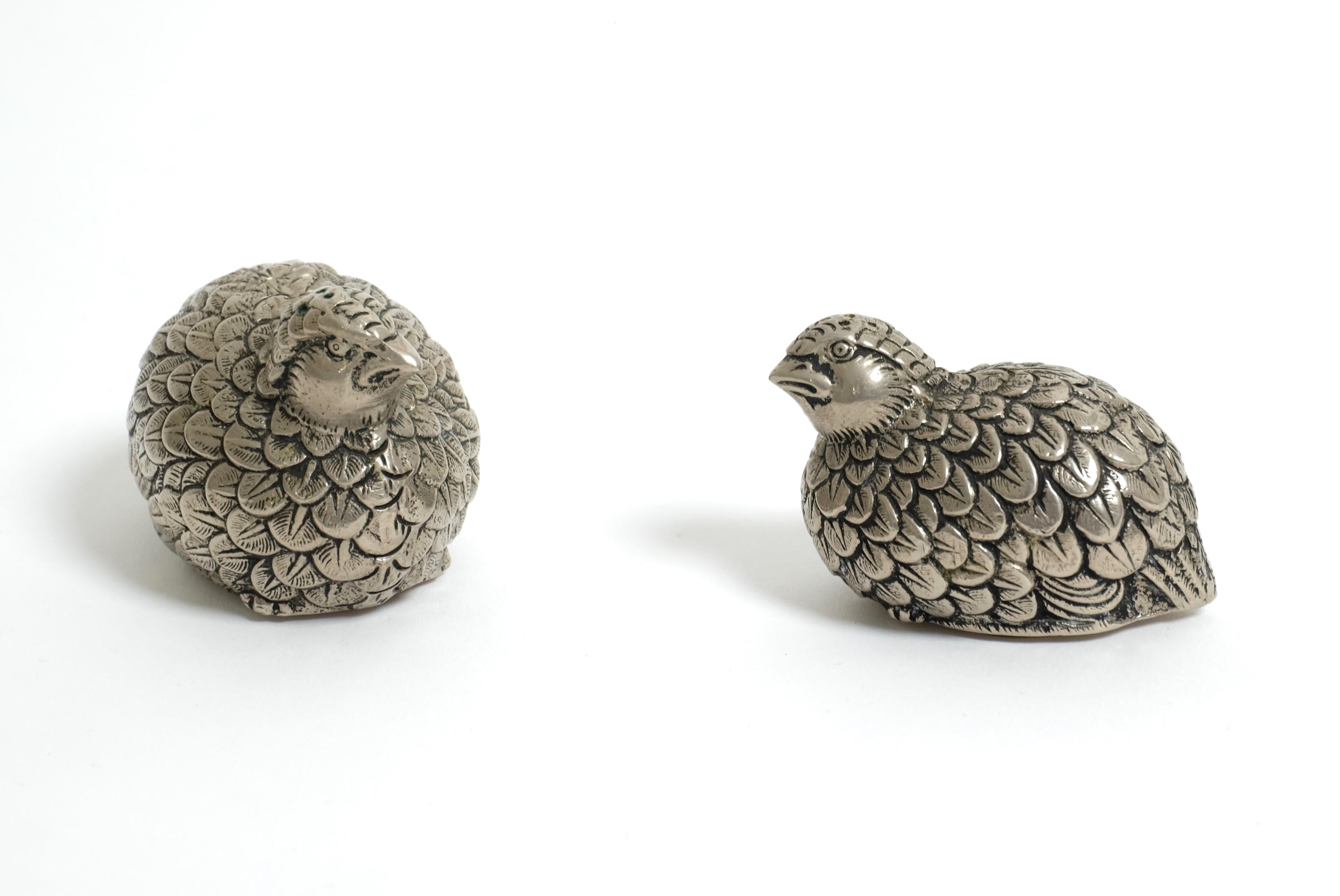 Vintage Set of Gucci Quail Silverplate Salt And Pepper Shaker, Italy 1960s For Sale 8