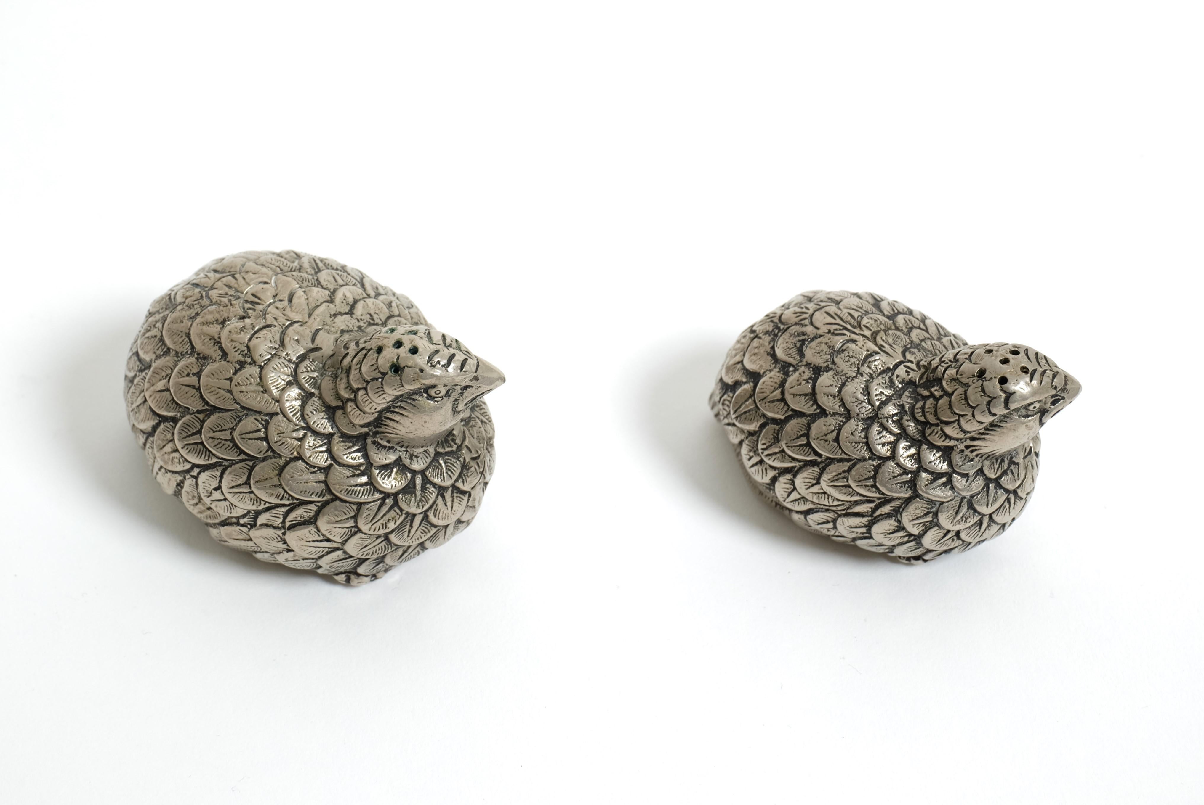 Vintage Set of Gucci Quail Silverplate Salt And Pepper Shaker, Italy 1960s For Sale 9