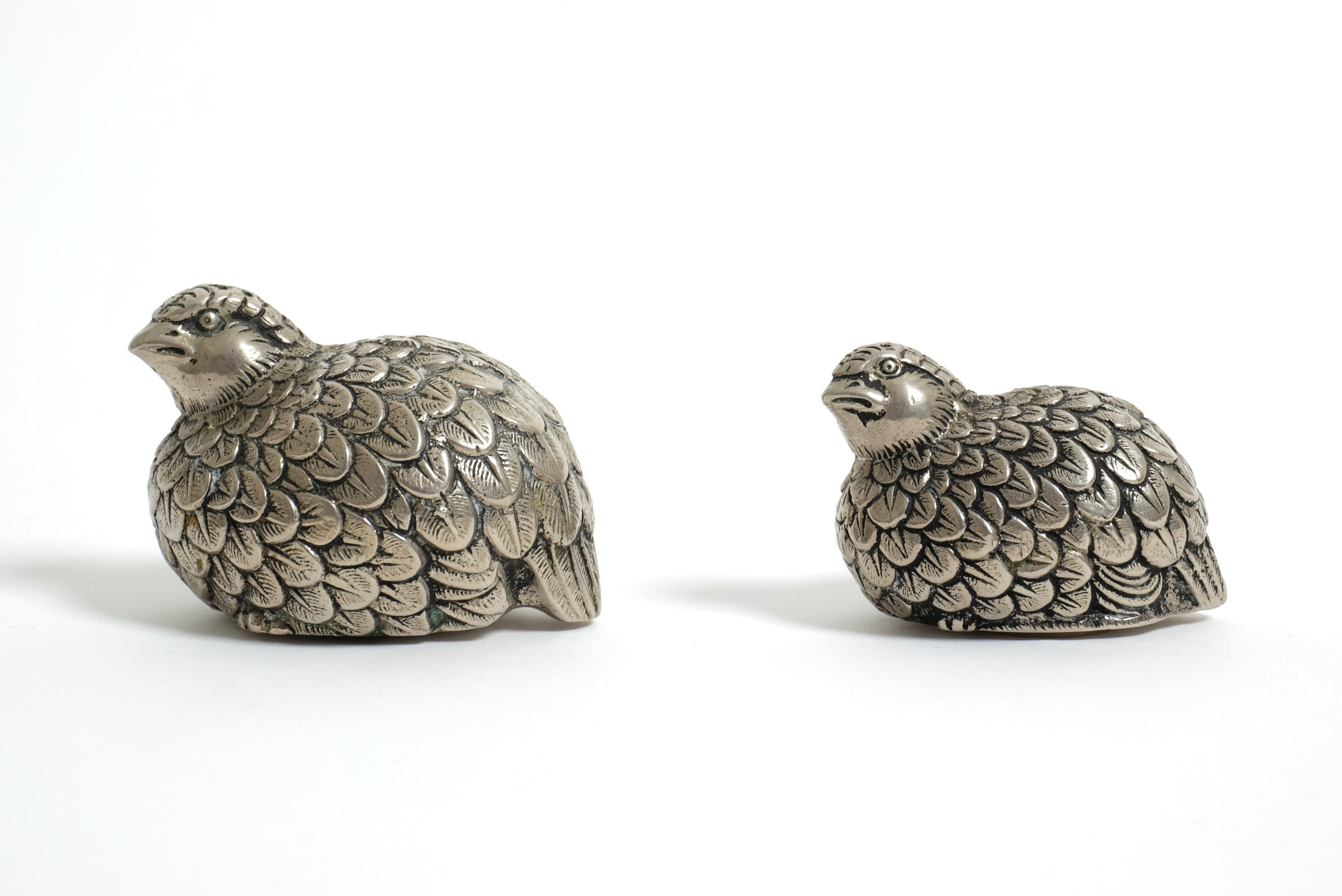 Vintage Set of Gucci Quail Silverplate Salt And Pepper Shaker, Italy 1960s For Sale 10