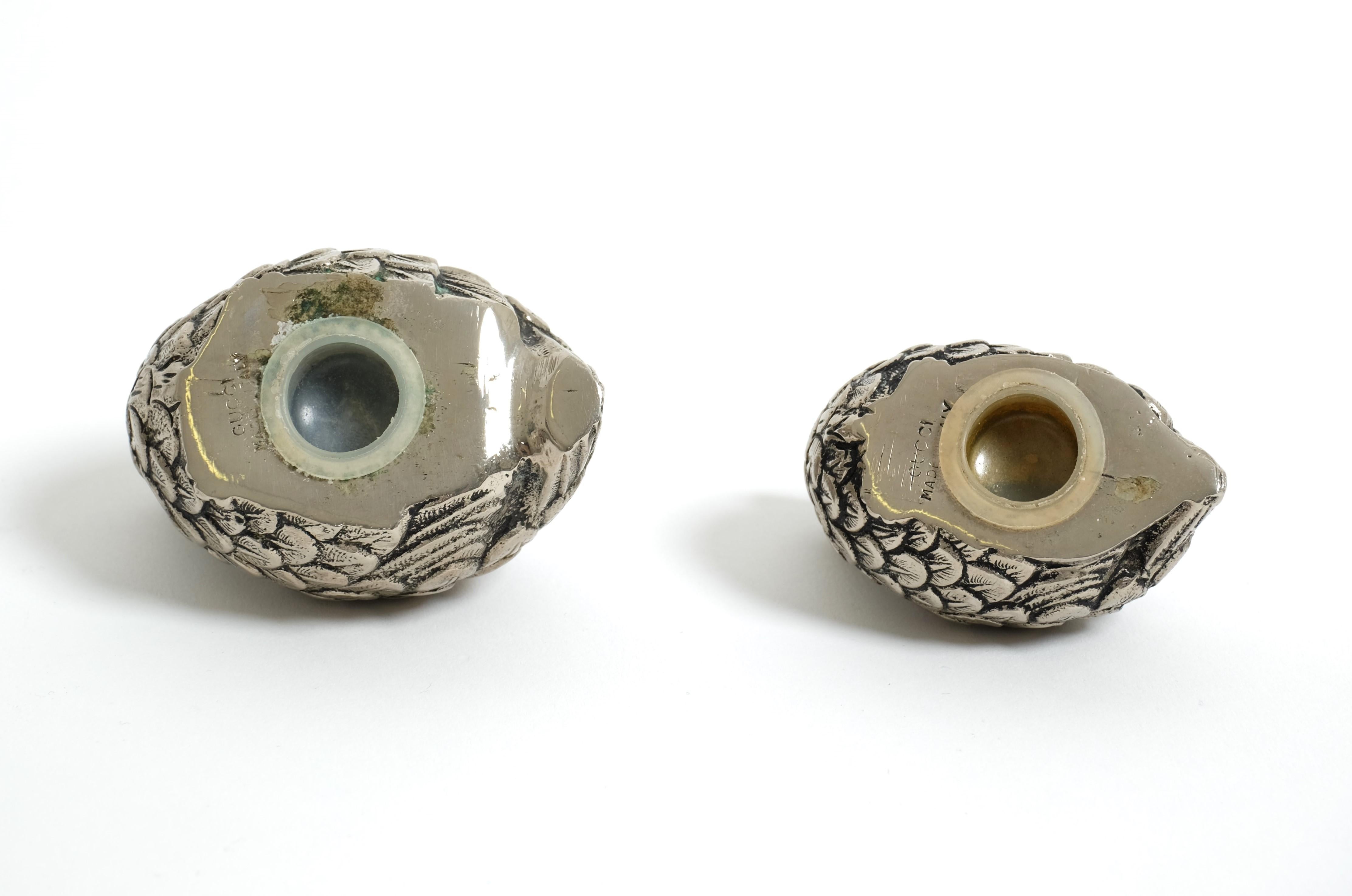 Vintage Set of Gucci Quail Silverplate Salt And Pepper Shaker, Italy 1960s For Sale 11
