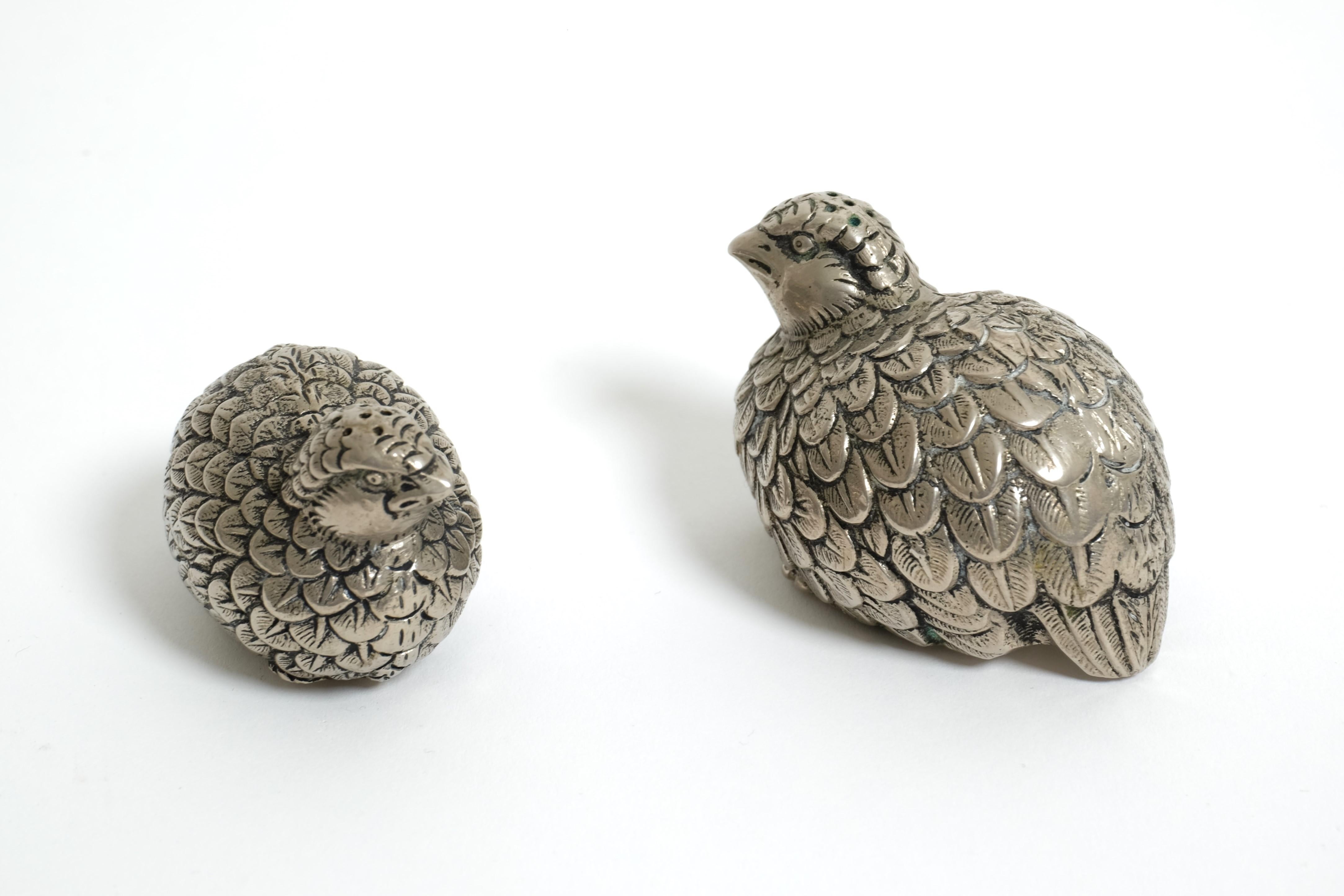 Vintage Set of Gucci Quail Silverplate Salt And Pepper Shaker, Italy 1960s In Good Condition For Sale In München, BY