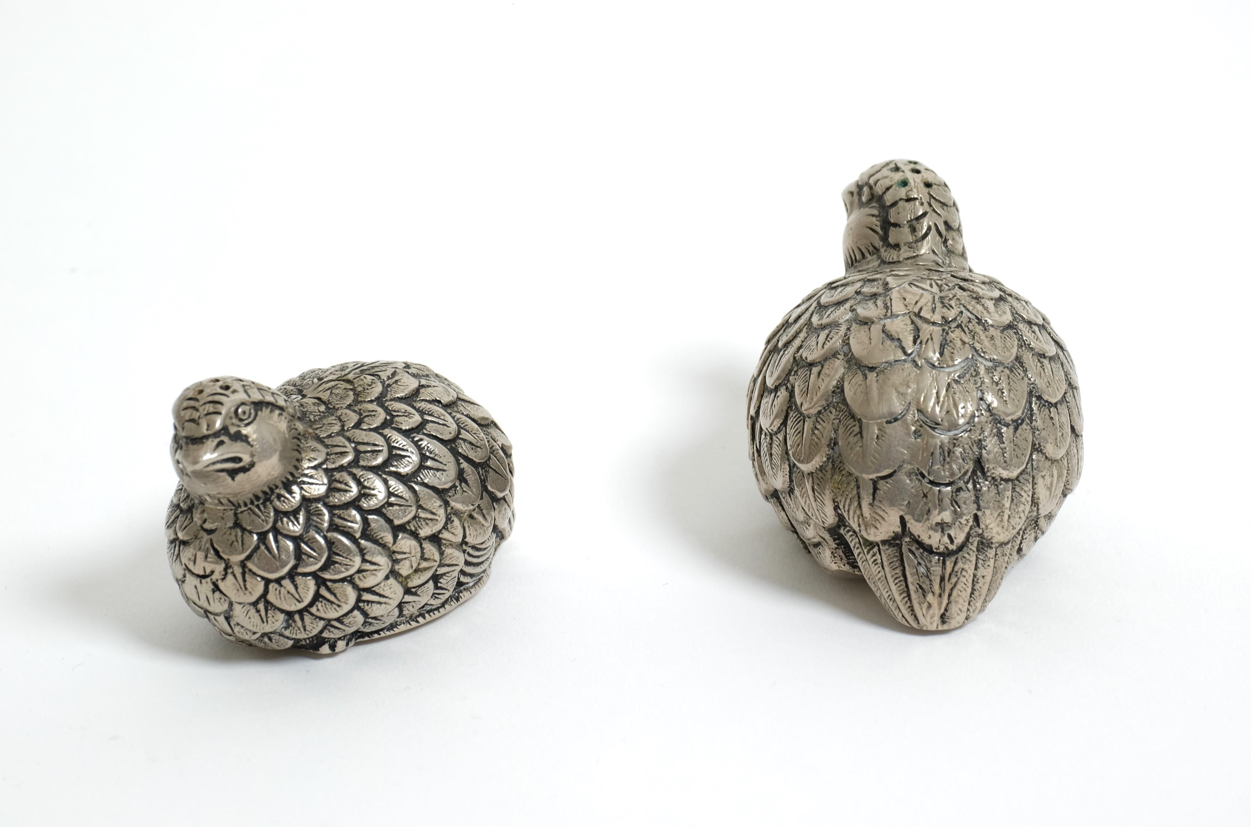 Mid-20th Century Vintage Set of Gucci Quail Silverplate Salt And Pepper Shaker, Italy 1960s For Sale