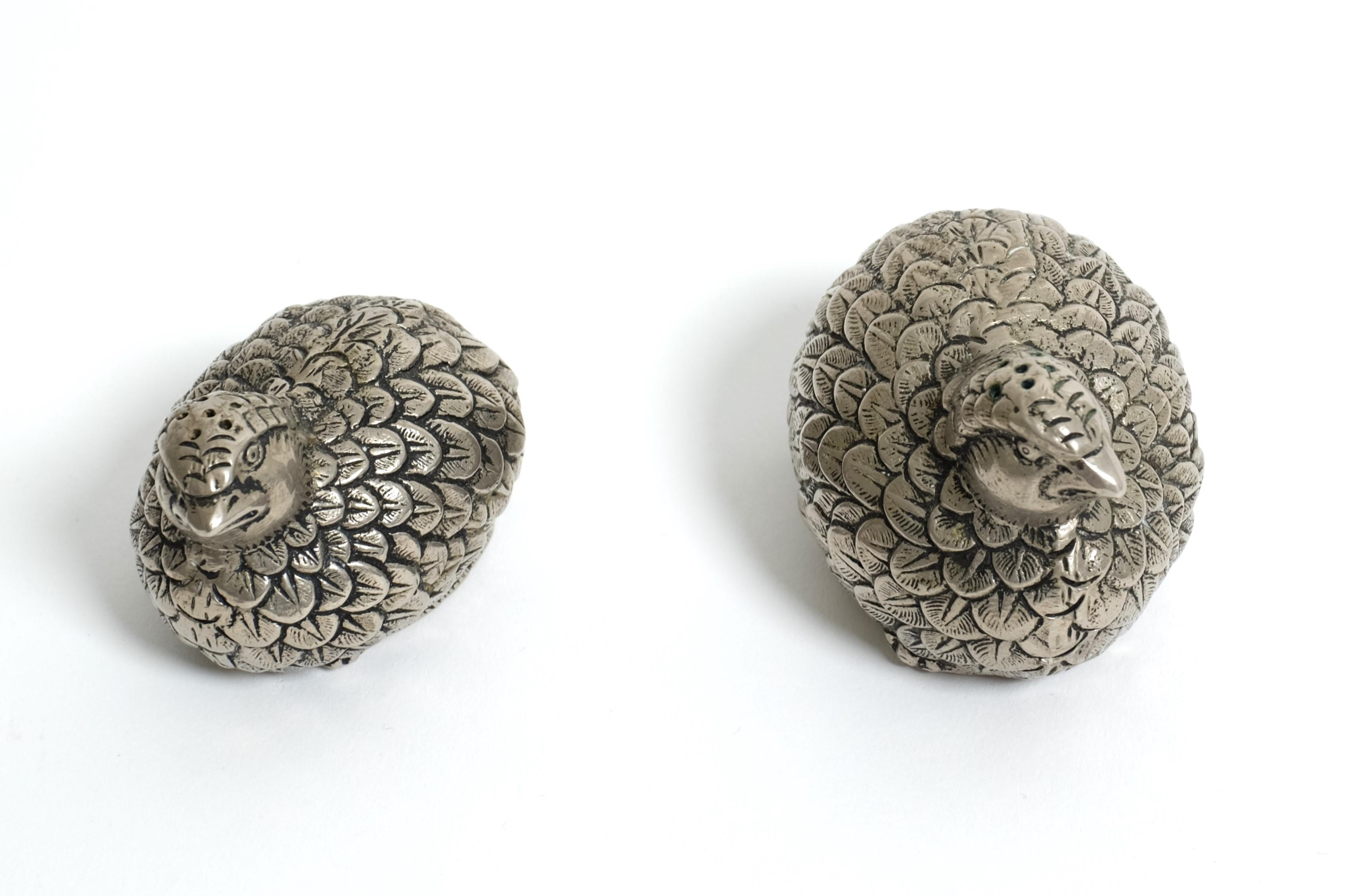 Vintage Set of Gucci Quail Silverplate Salt And Pepper Shaker, Italy 1960s For Sale 1