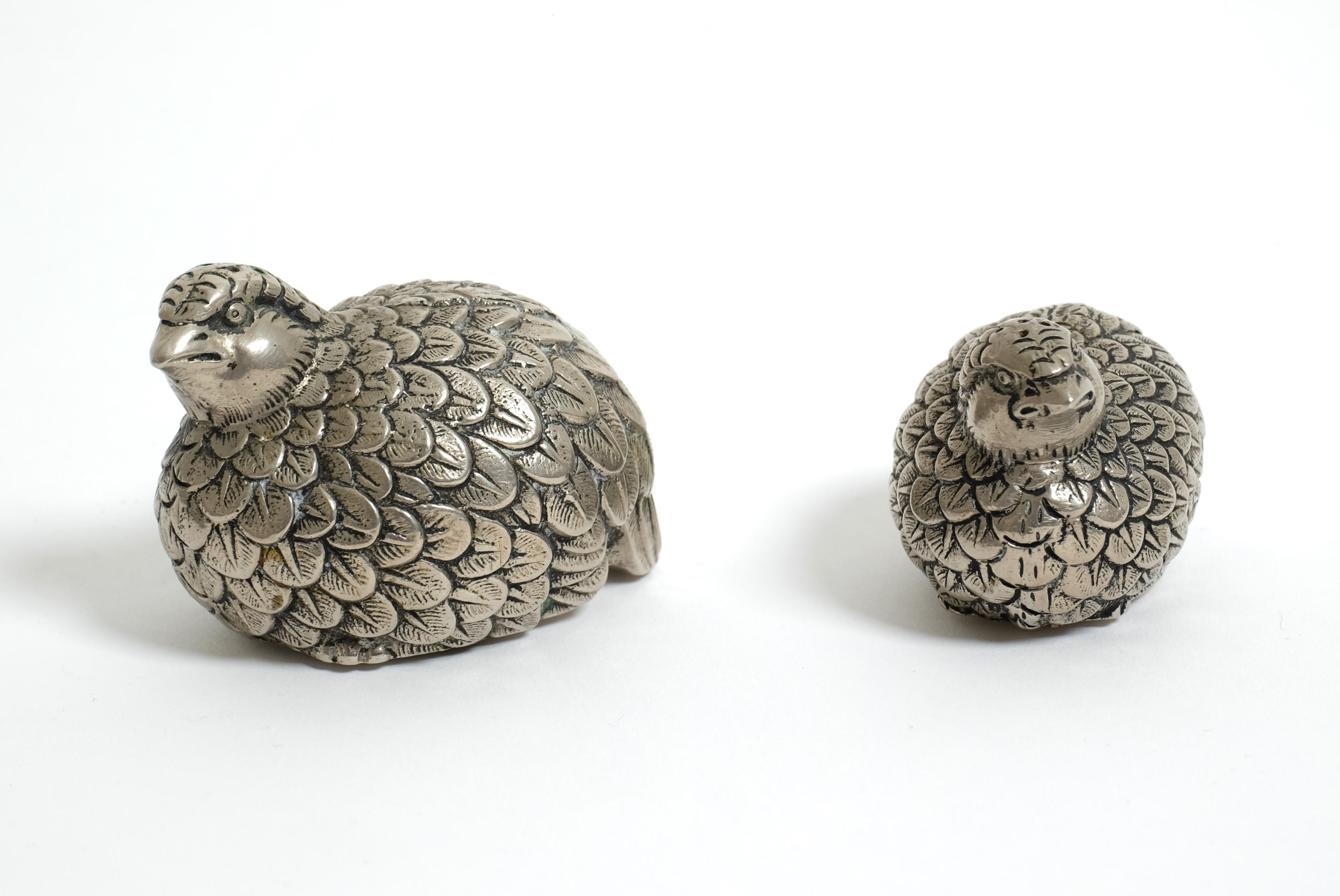 Vintage Set of Gucci Quail Silverplate Salt And Pepper Shaker, Italy 1960s For Sale 2