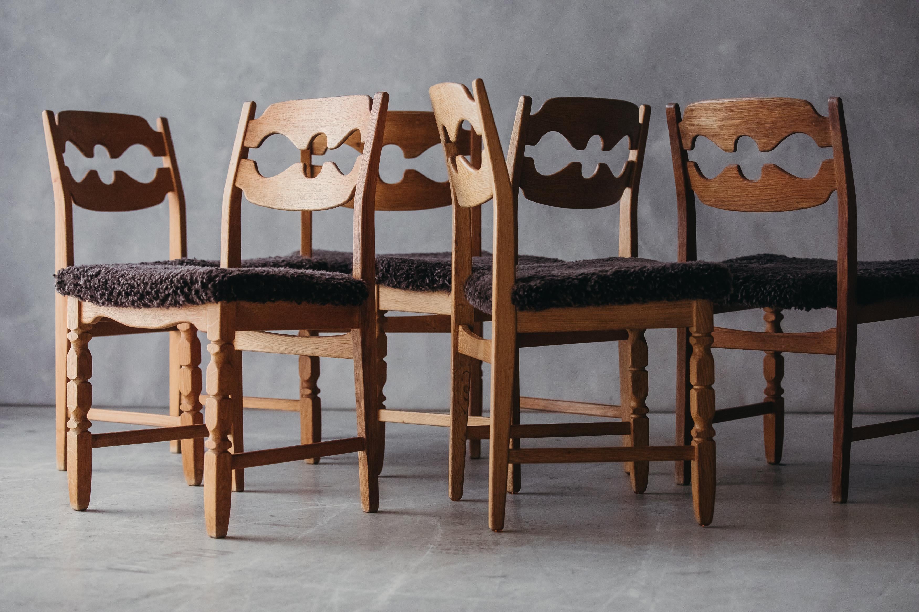 Vintage Set of Henning Kjaernulf 'Razor' Dining Chairs from Denmark, 1960s  In Good Condition In Nashville, TN