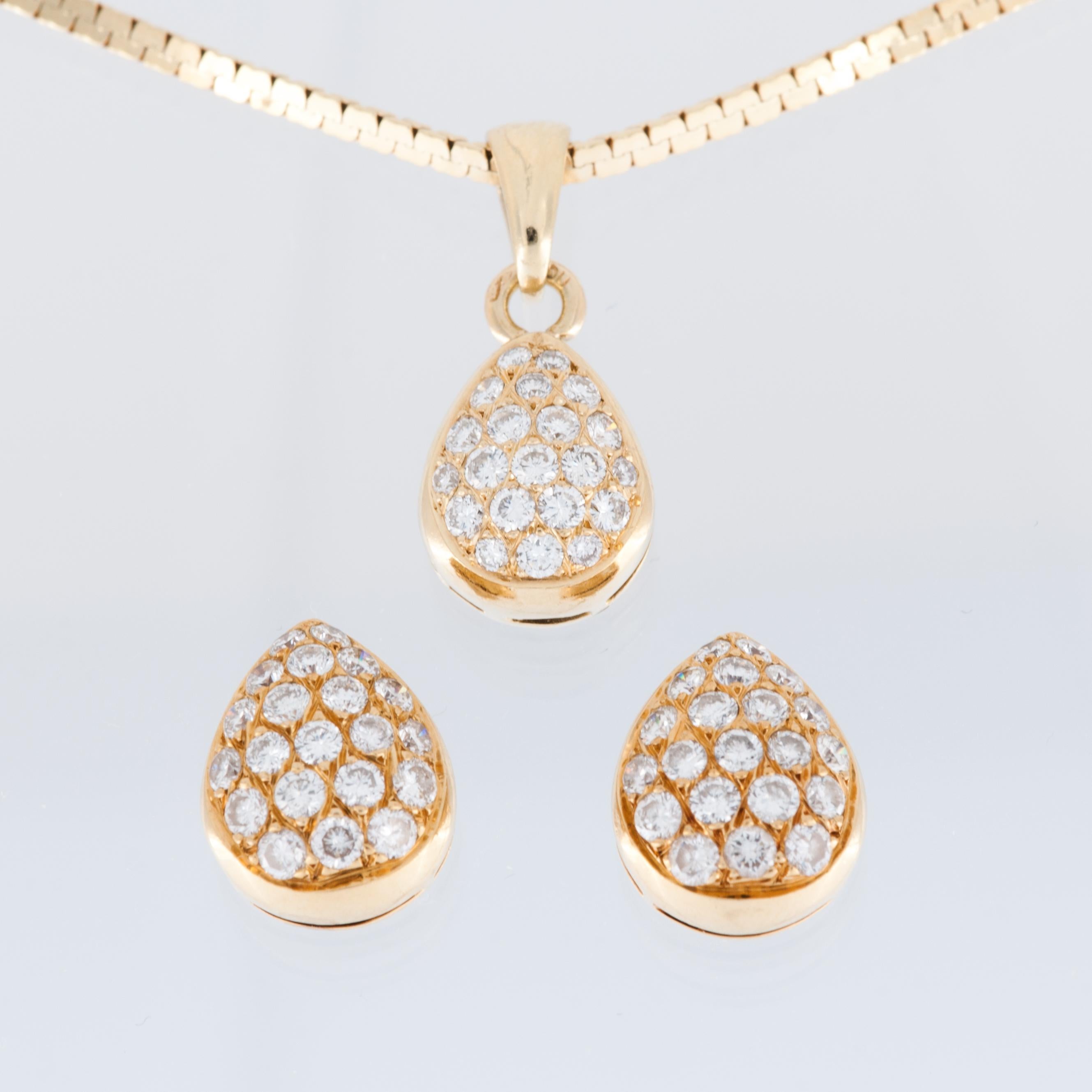 Moderne Ensemble vintage de bijoux en or jaune 18 carats et diamants en vente
