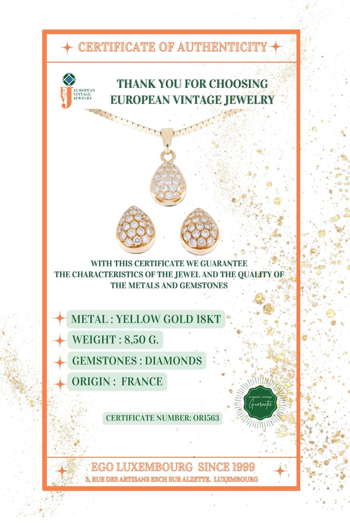 Ensemble vintage de bijoux en or jaune 18 carats et diamants en vente 1