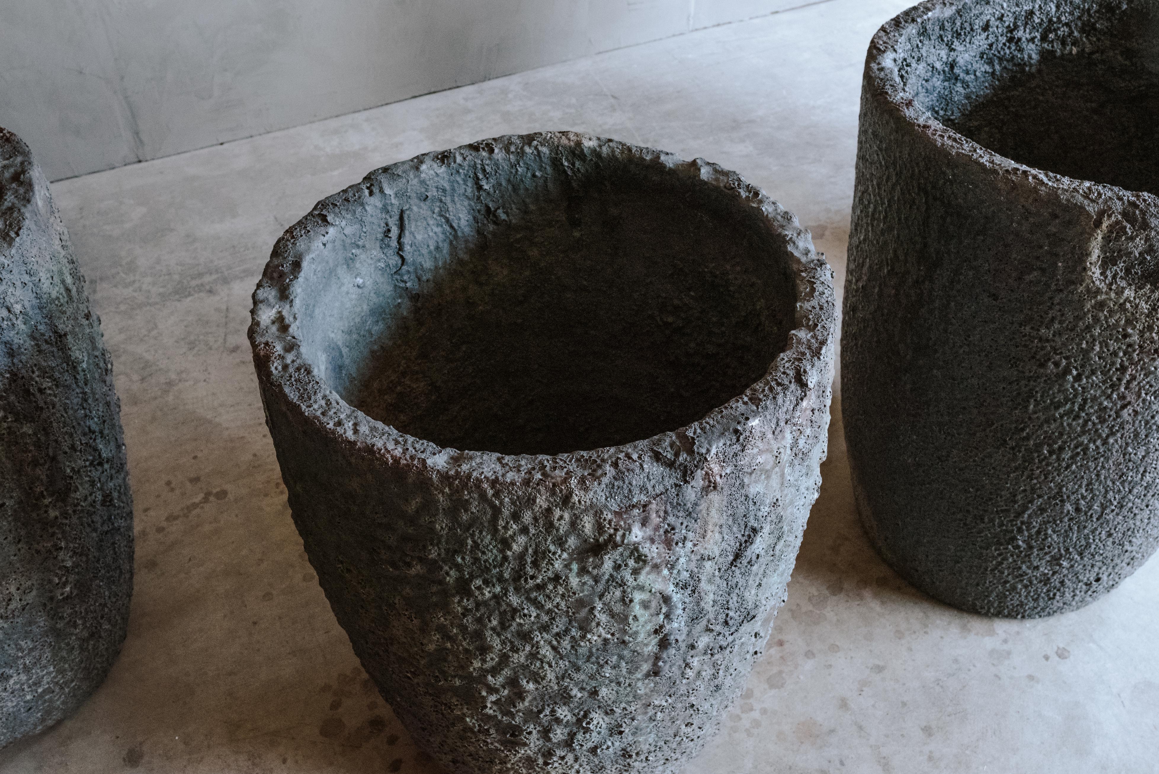 Mid-20th Century Vintage Set of Large Foundry Crucibles from France, Circa 1950