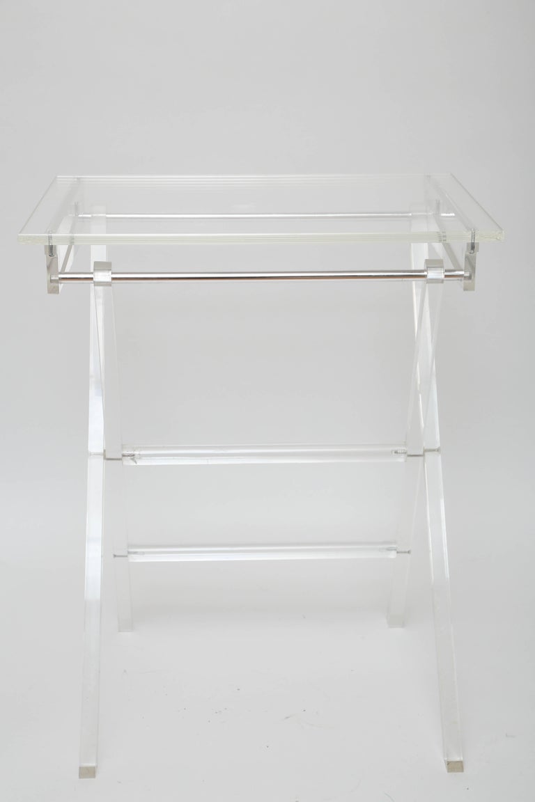 Vintage Set Of Lucite Snack Tables With Stand At 1stdibs