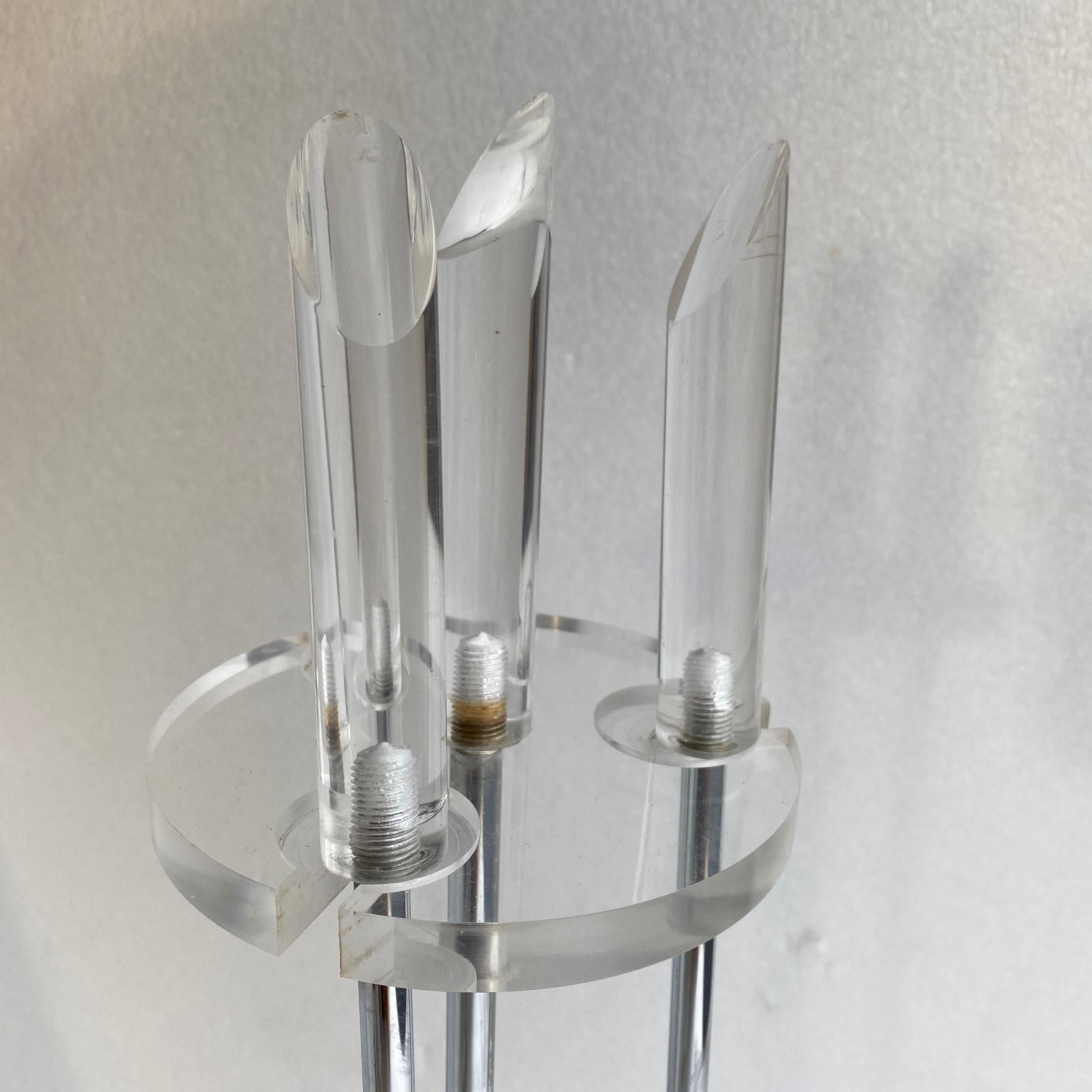 Mid-Century Modern Set Of Lucite and Chrome Fireplace Tools For Sale 4