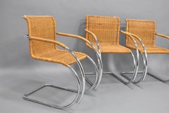Vintage Set of Mies Van Der Rohe MR20 Cane Armchairs