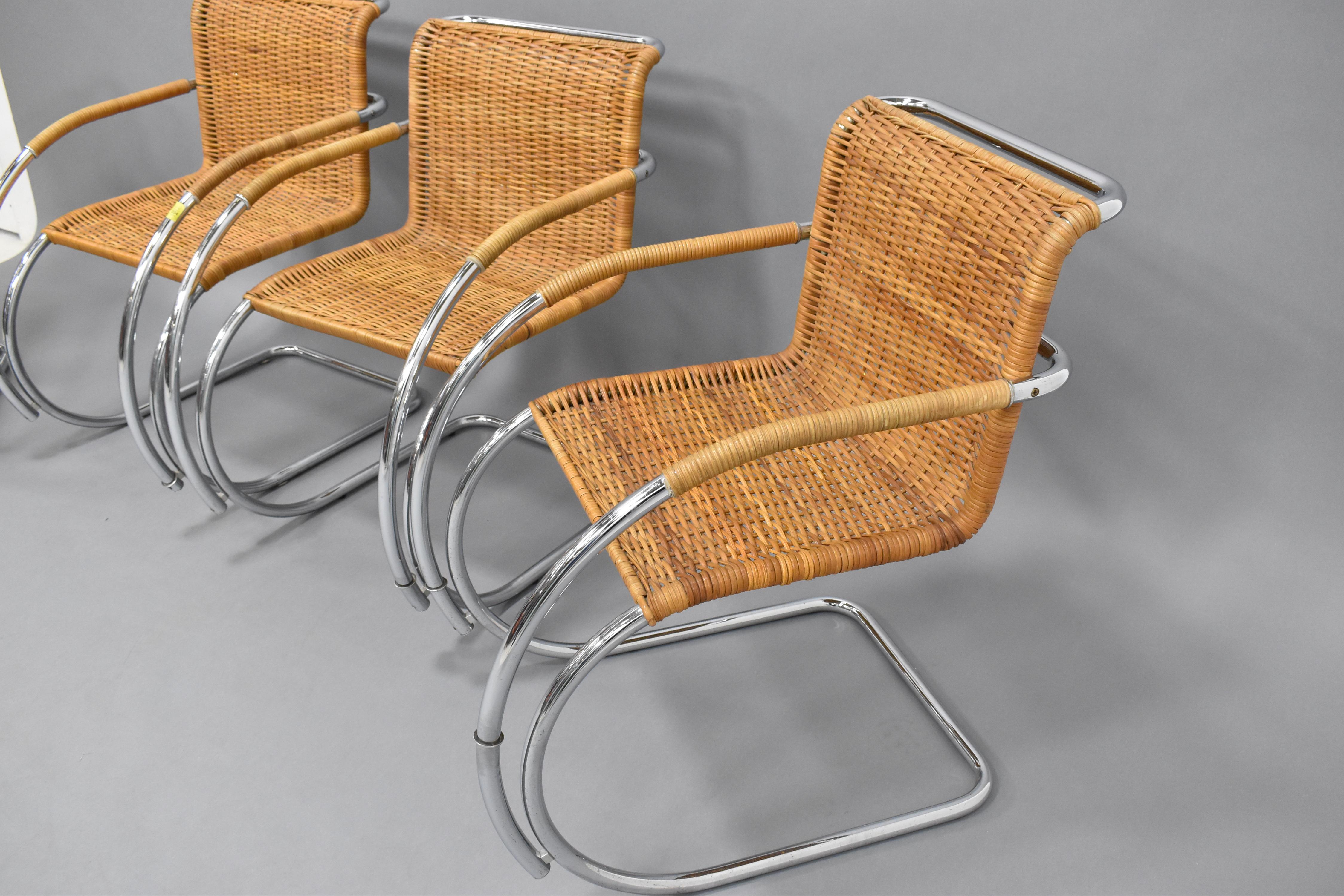 American Vintage Set of Mies Van Der Rohe MR20 Cane Armchairs For Sale
