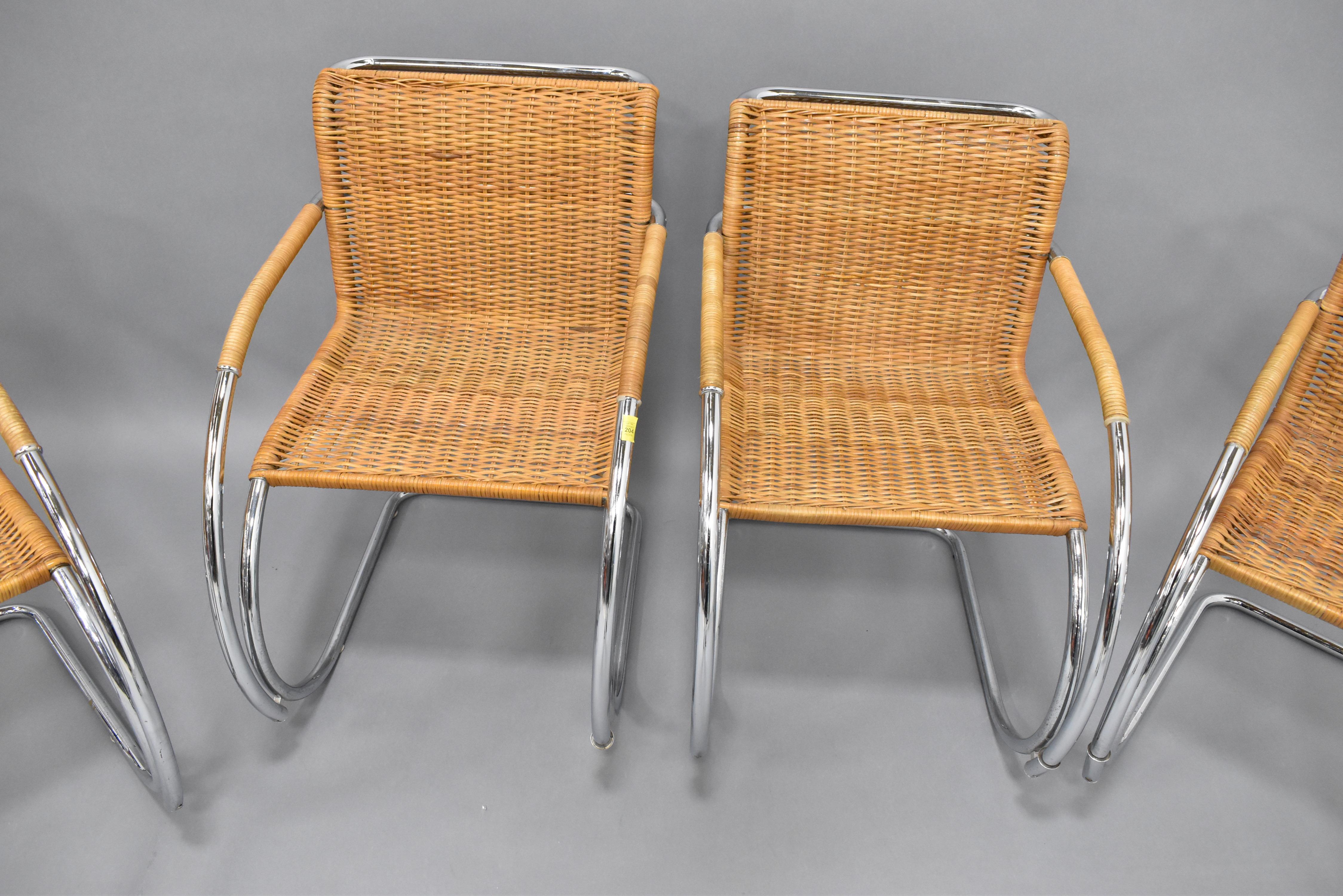 Vintage Set of Mies Van Der Rohe MR20 Cane Armchairs In Good Condition For Sale In LOS ANGELES, CA