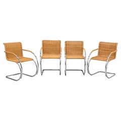 Ensemble vintage de fauteuils cannés MR20 de Mies Van Der Rohe