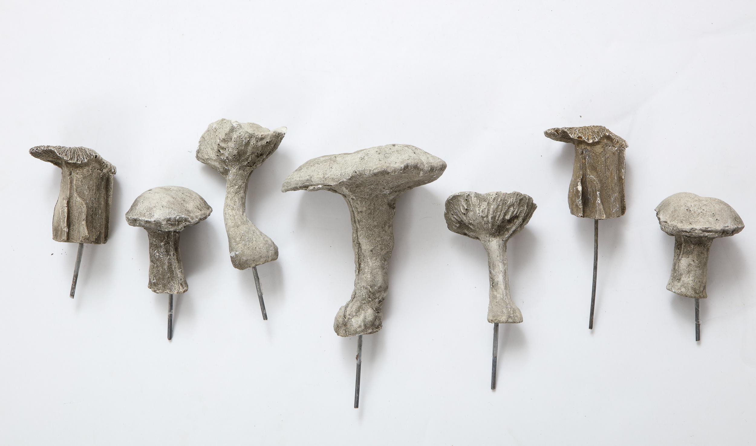 Carved Vintage Set of Miniature Garden Mushrooms