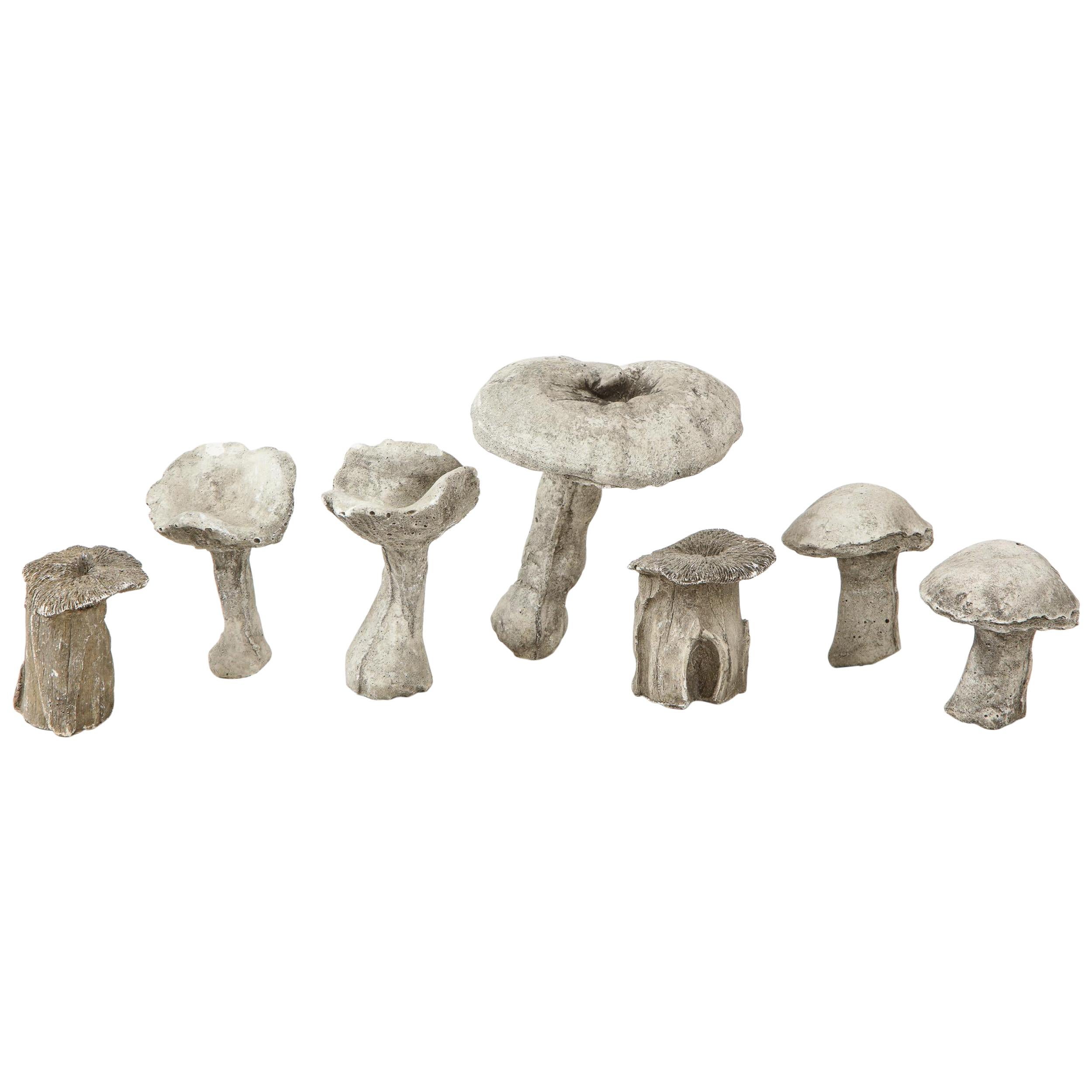 Vintage Set of Miniature Garden Mushrooms