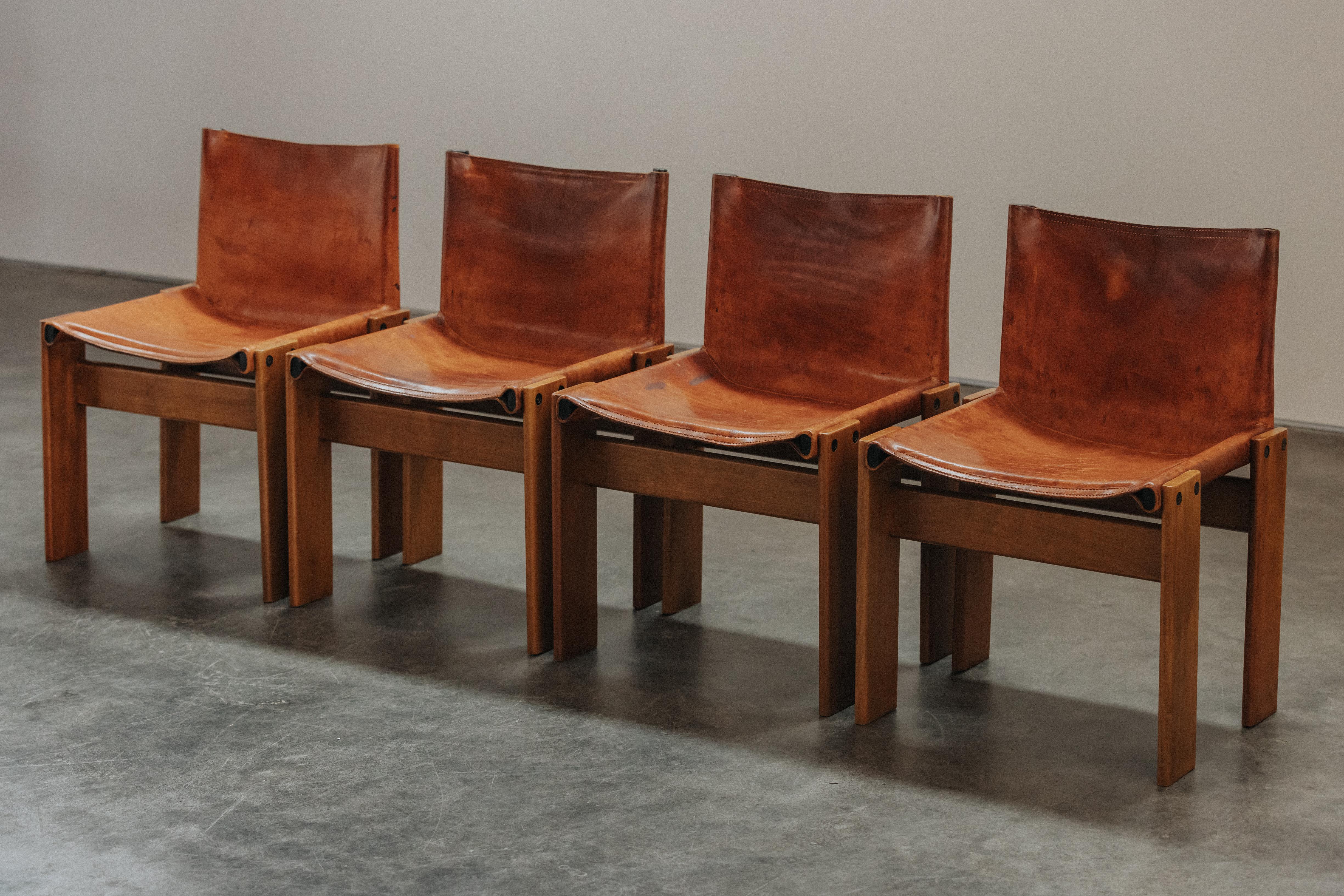 European Vintage Set Of Monk Dining Chairs by Afra & Tobia Scarpa for Molteni, 1970s