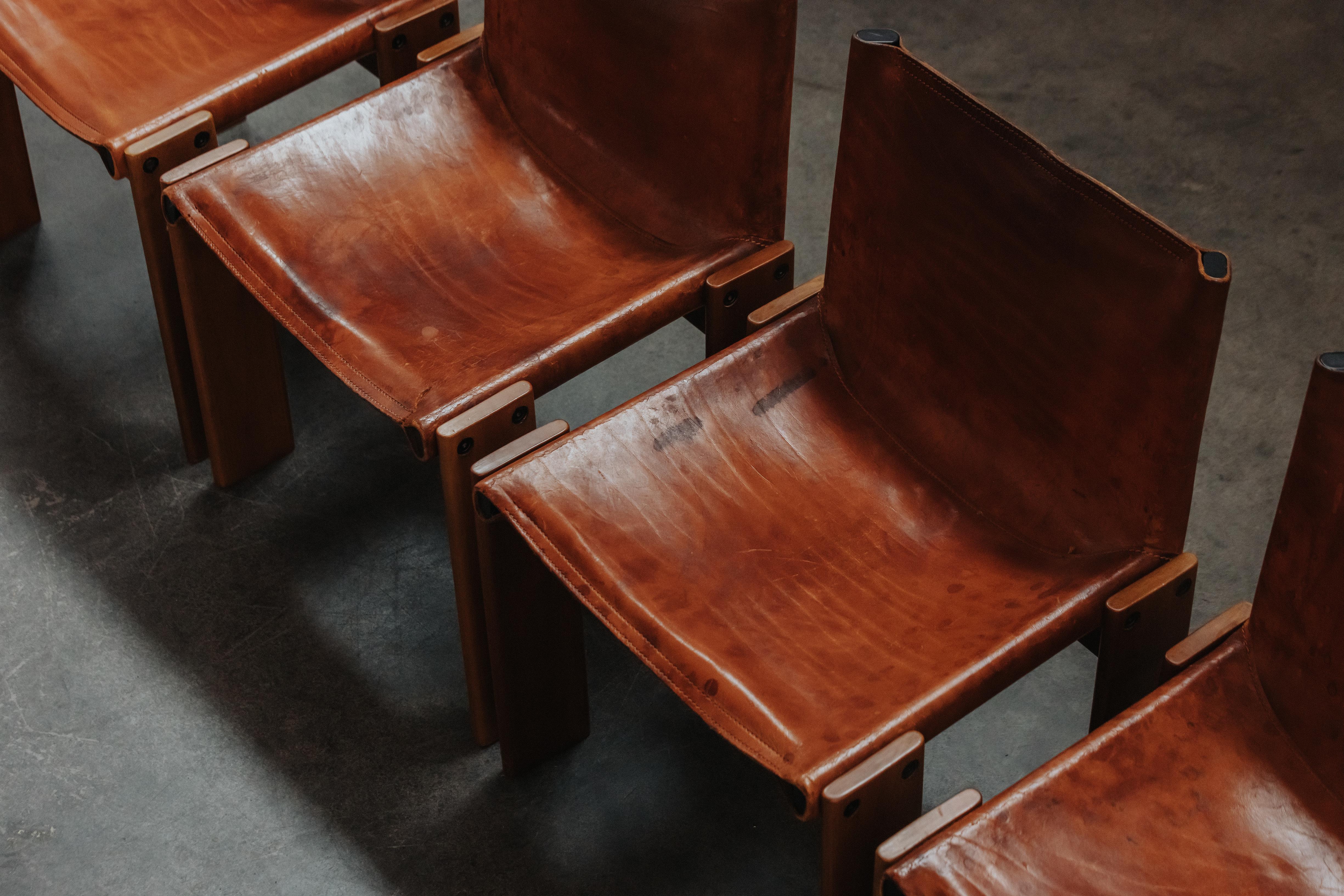 Late 20th Century Vintage Set Of Monk Dining Chairs by Afra & Tobia Scarpa for Molteni, 1970s