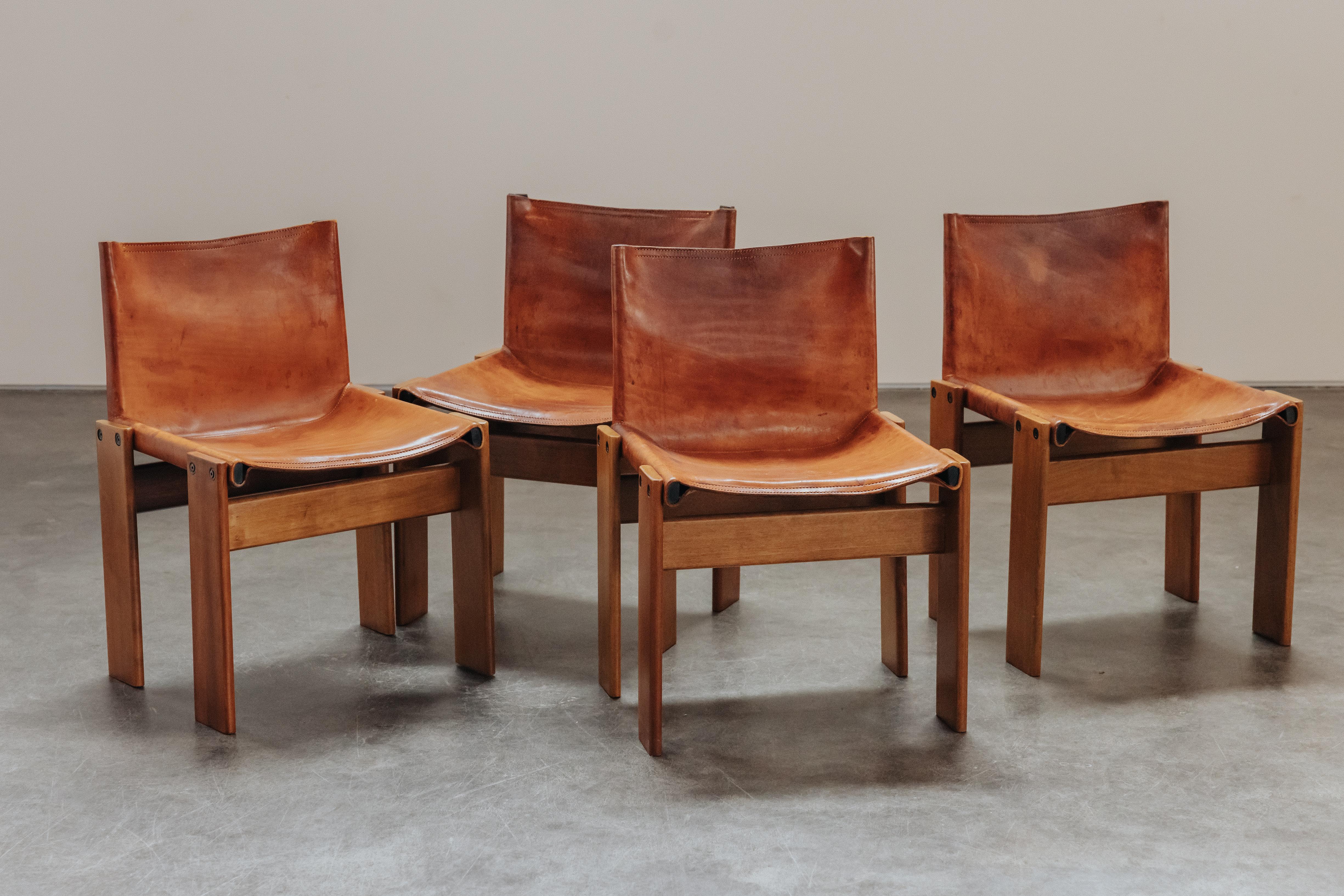 Vintage Set Of Monk Dining Chairs by Afra & Tobia Scarpa for Molteni, 1970s 1