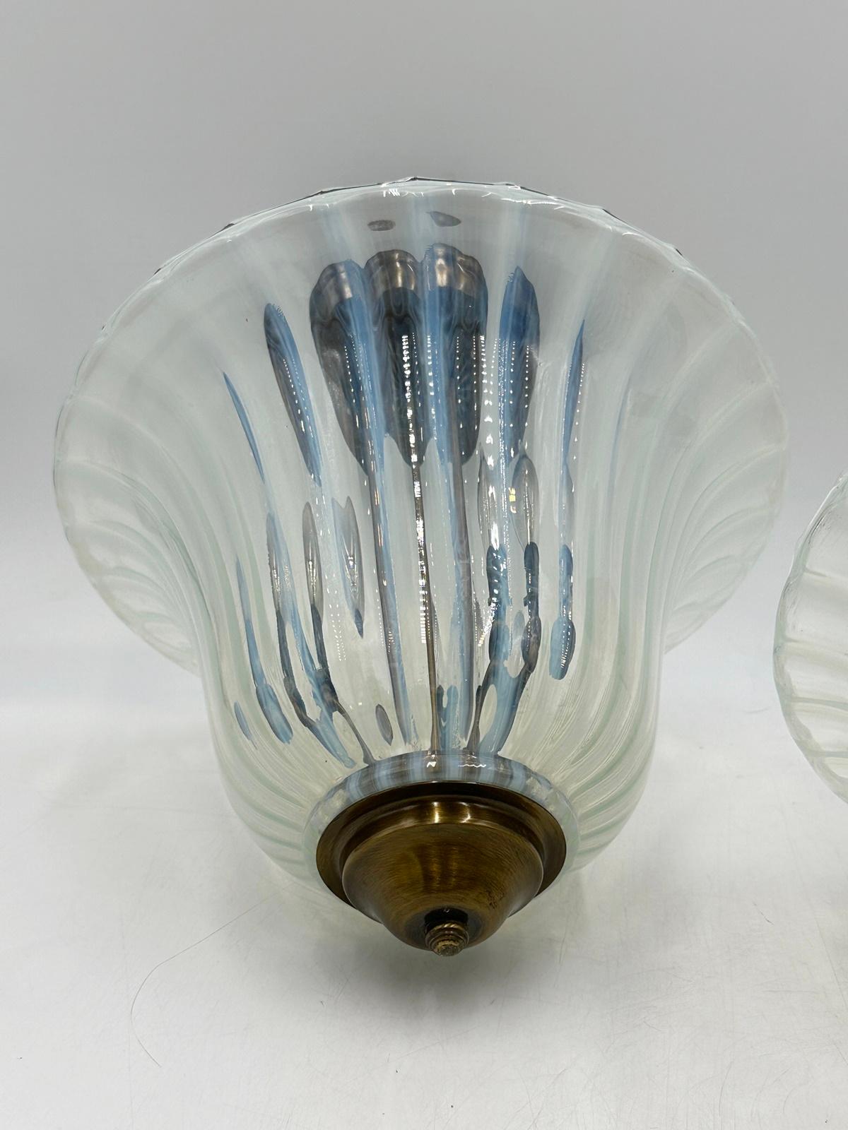 Vintage-Set von Murano Glas & Messing Pendelleuchten, Italien 1960er Jahre im Angebot 4