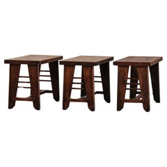 Used Set Of Oak Bistro Tables From France, Circa 1960
