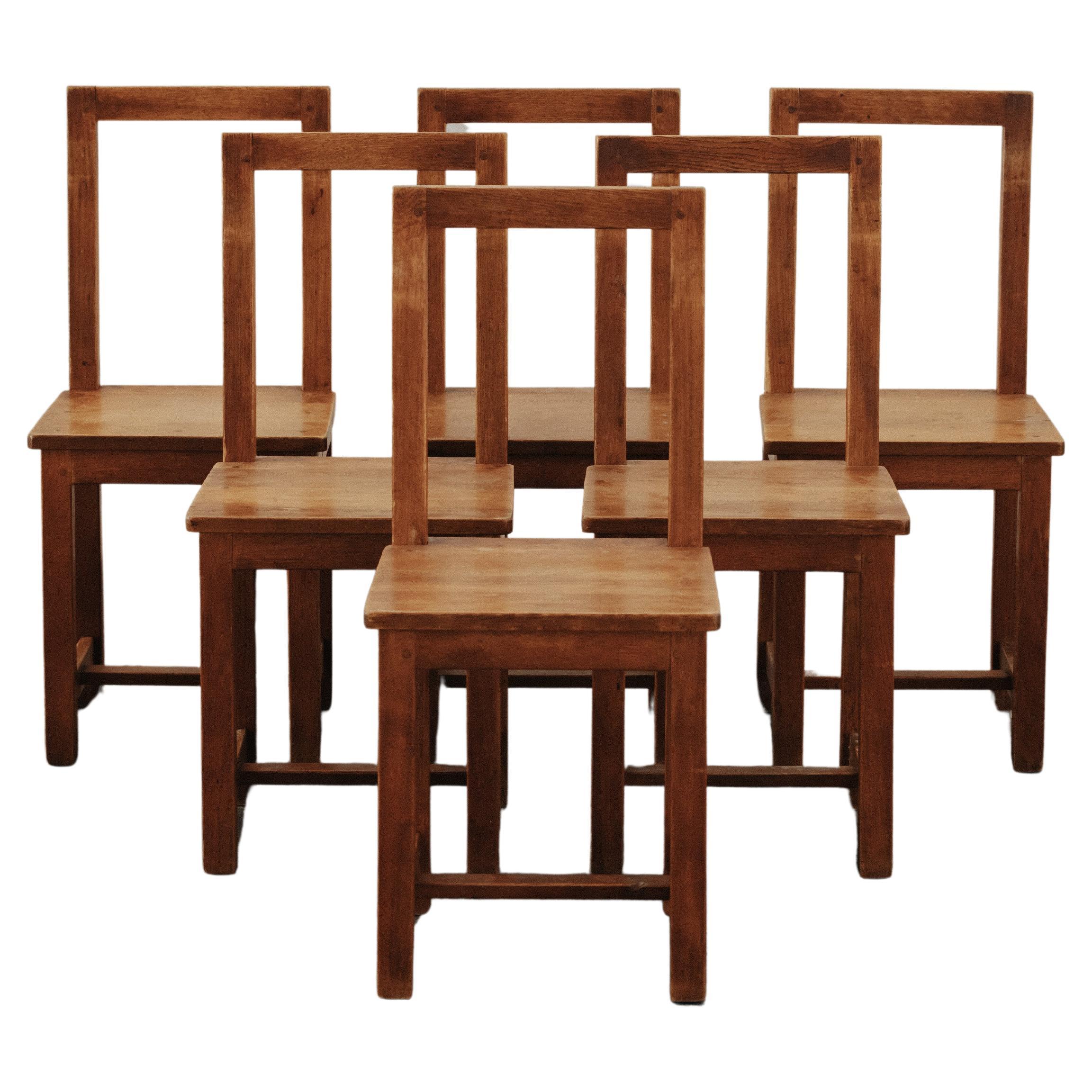 Vintage Set Of Oak Dining Chairs From France, Circa 1960 For Sale