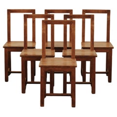 Retro Set Of Oak Dining Chairs From France, Circa 1960