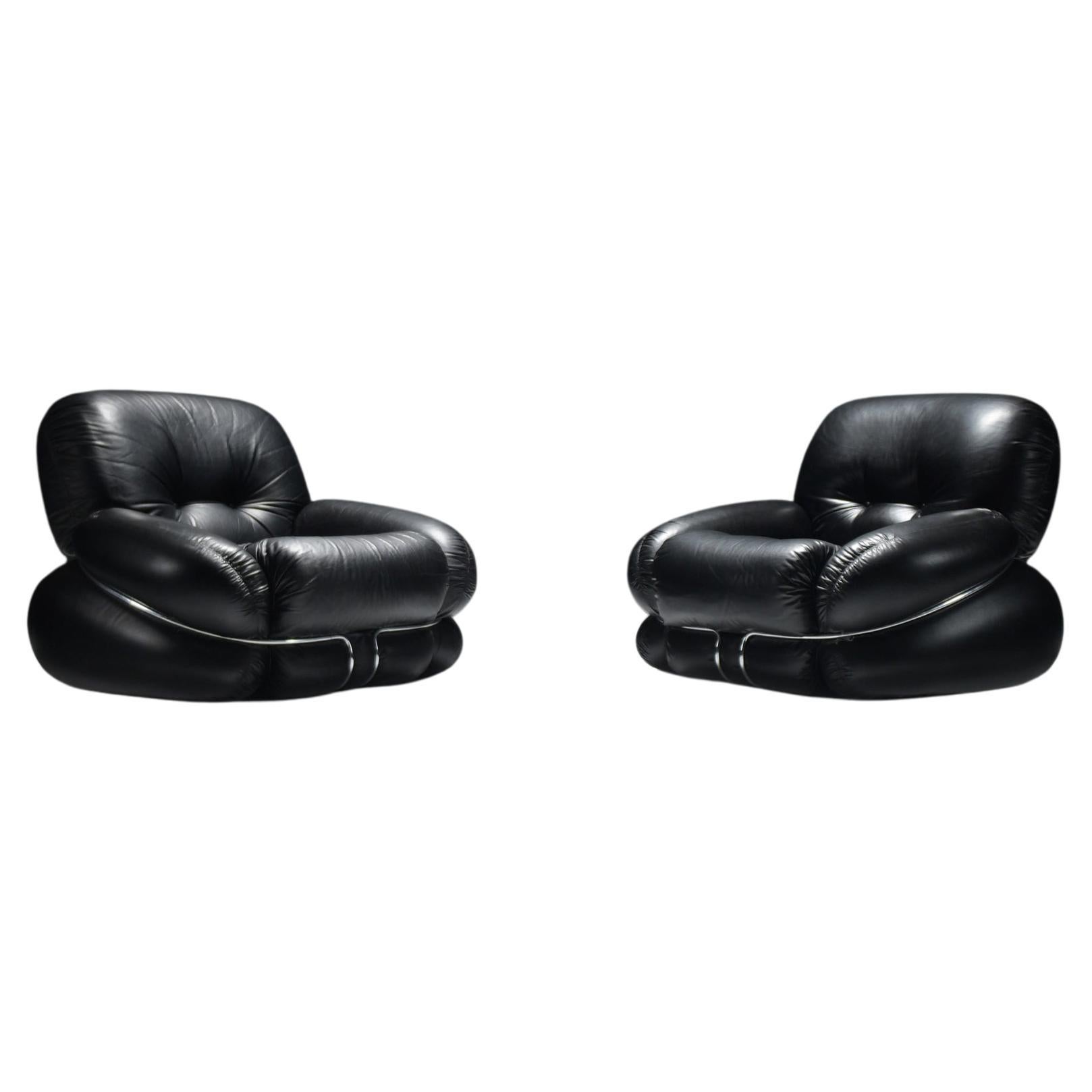 Vintage set of OKAY armchairs by Adriano Piazzesi for Saporiti Italy