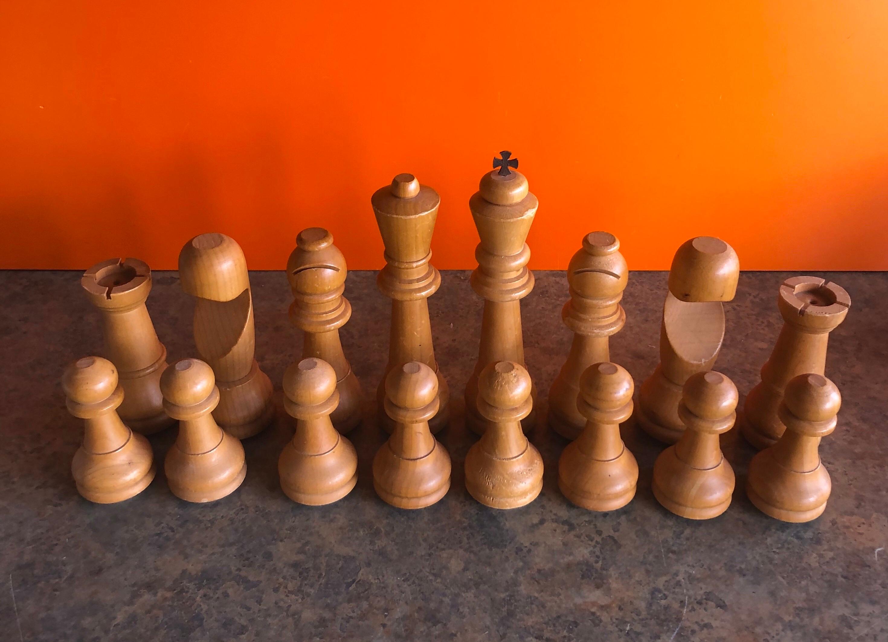 vintage hand carved chess set