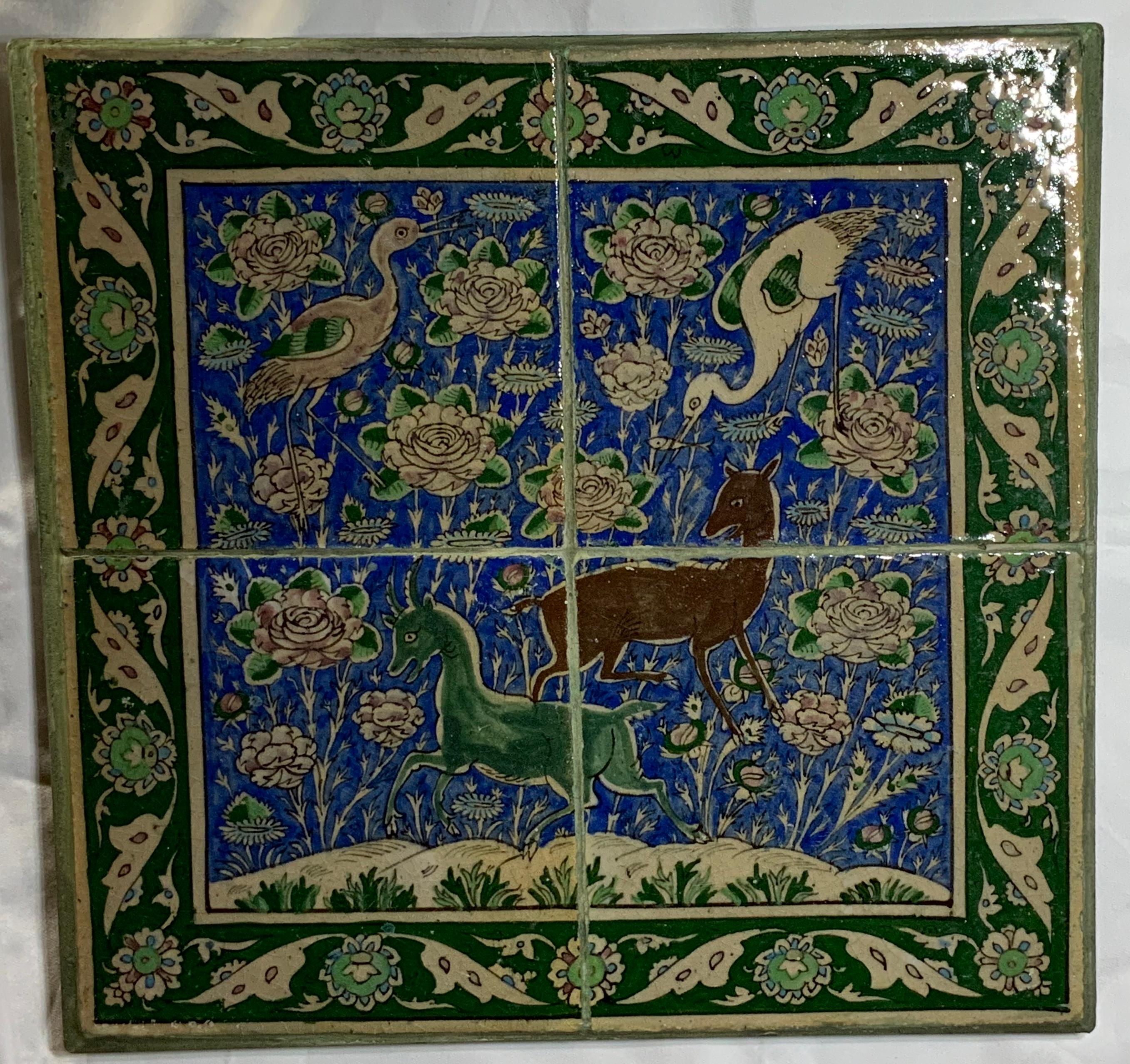 Vintage Set of Persian Tile Wall Hanging In Good Condition In Delray Beach, FL