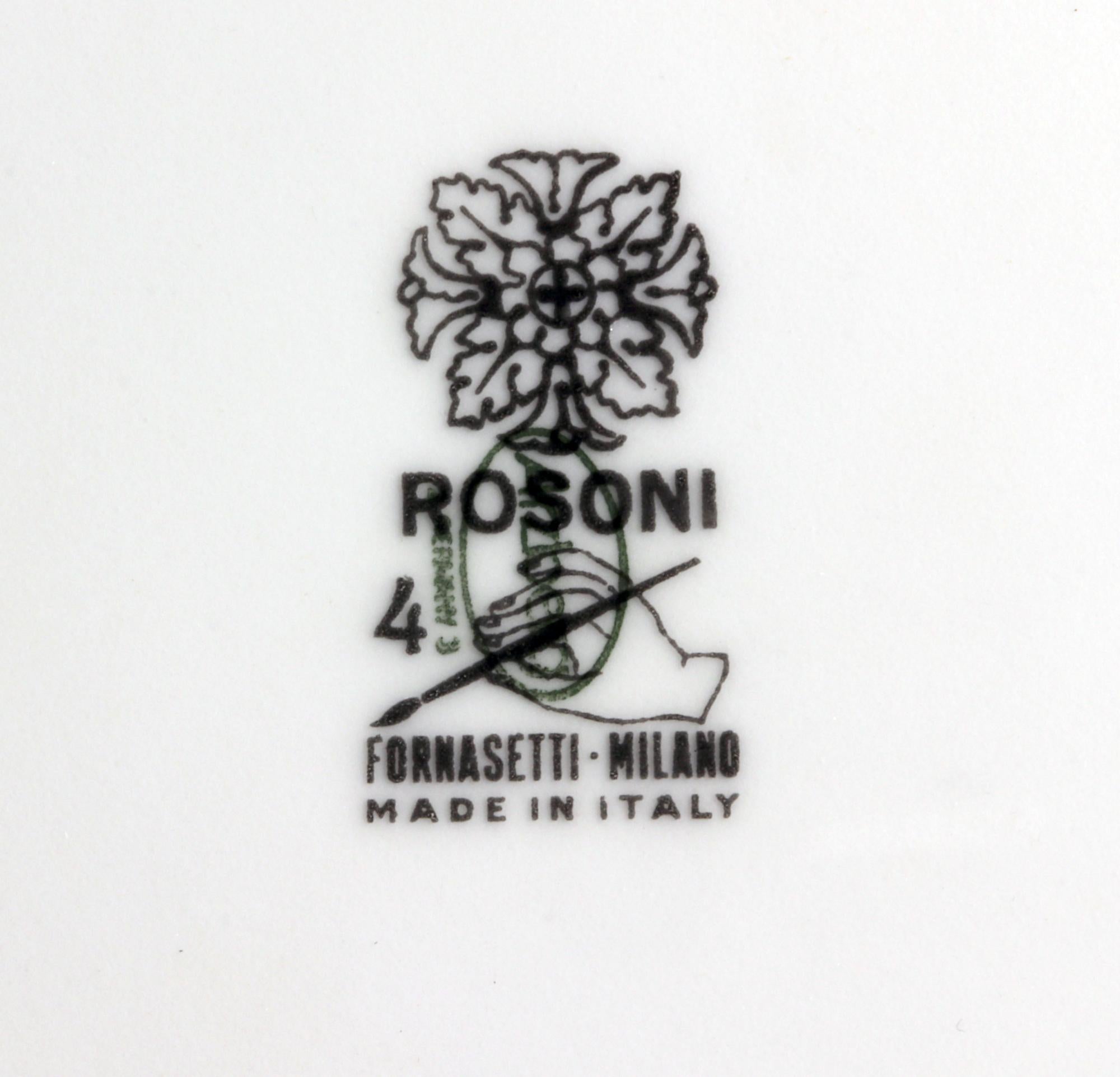 Ensemble d'assiettes vintage en porcelaine à motifs Rosoni de Piero Fornasetti - Rosettes en vente 1