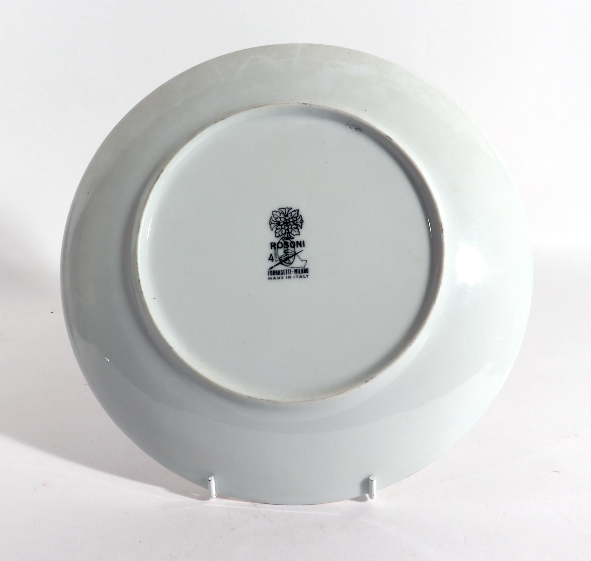 Ensemble d'assiettes vintage en porcelaine à motifs Rosoni de Piero Fornasetti - Rosettes en vente 2