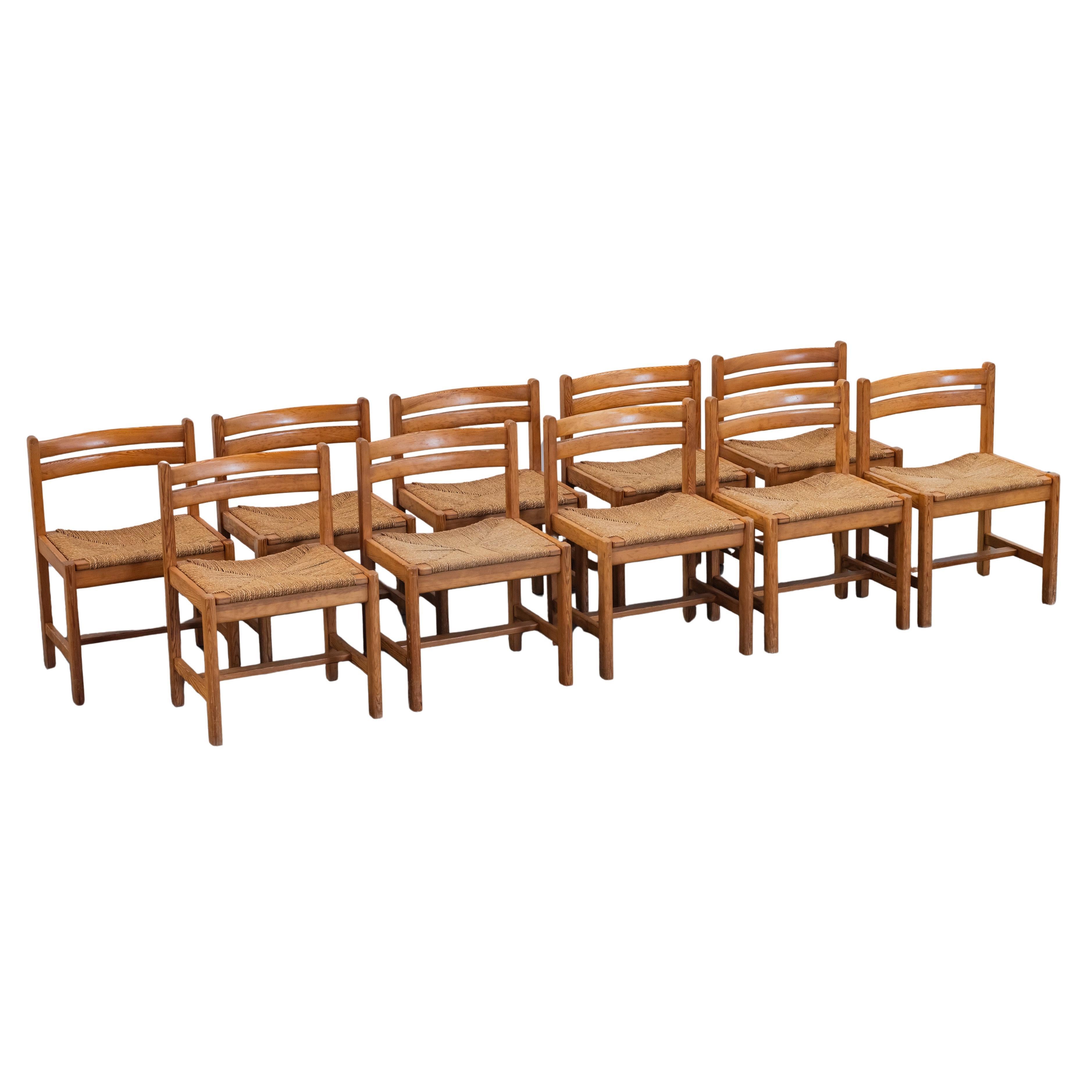 Vintage Set Of Pine Dine Chairs By Borge Mogensen, Denmark 1970s