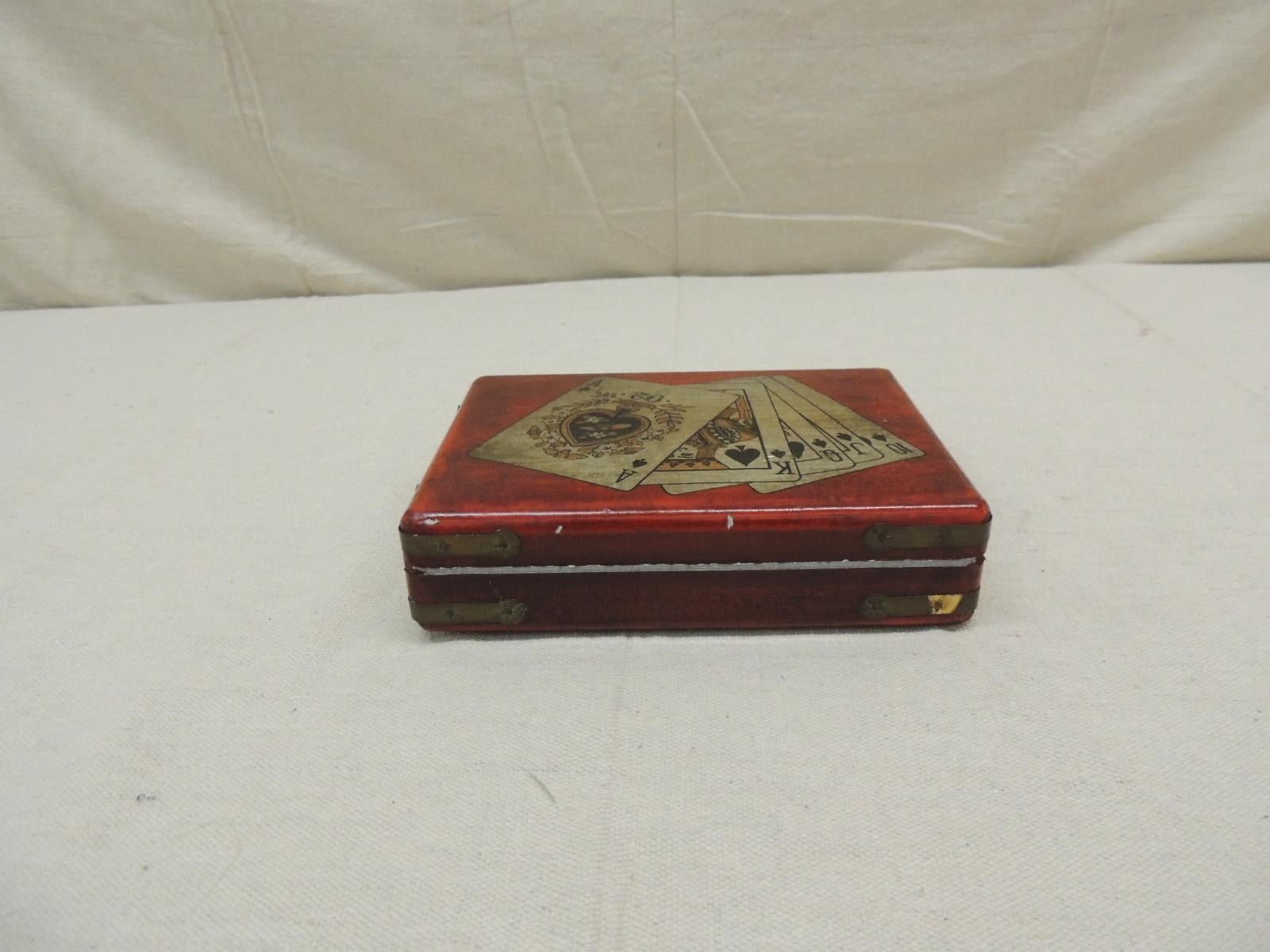 Hand-Crafted Vintage Set of Playing Cards in a Lacquered Wood Box