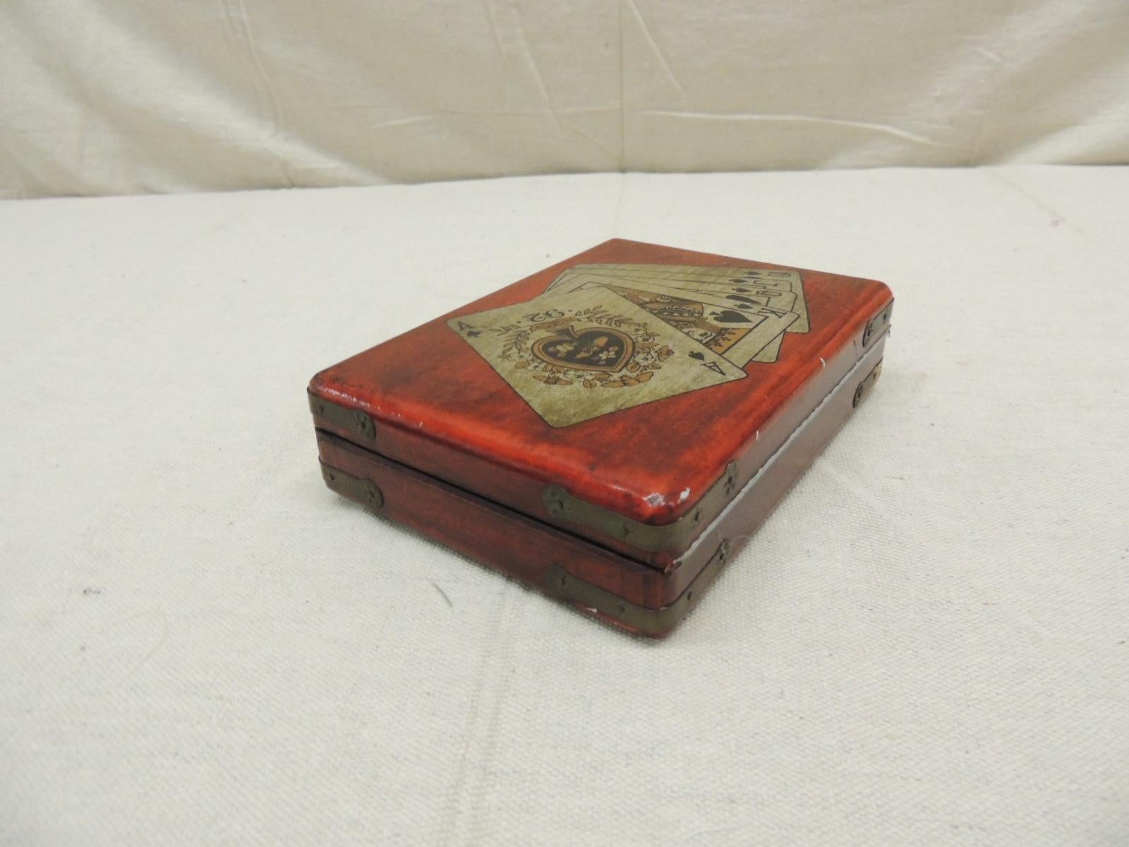 Vintage Set of Playing Cards in a Lacquered Wood Box In Good Condition In Oakland Park, FL