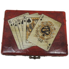Vintage Set of Playing Cards in a Lacquered Wood Box